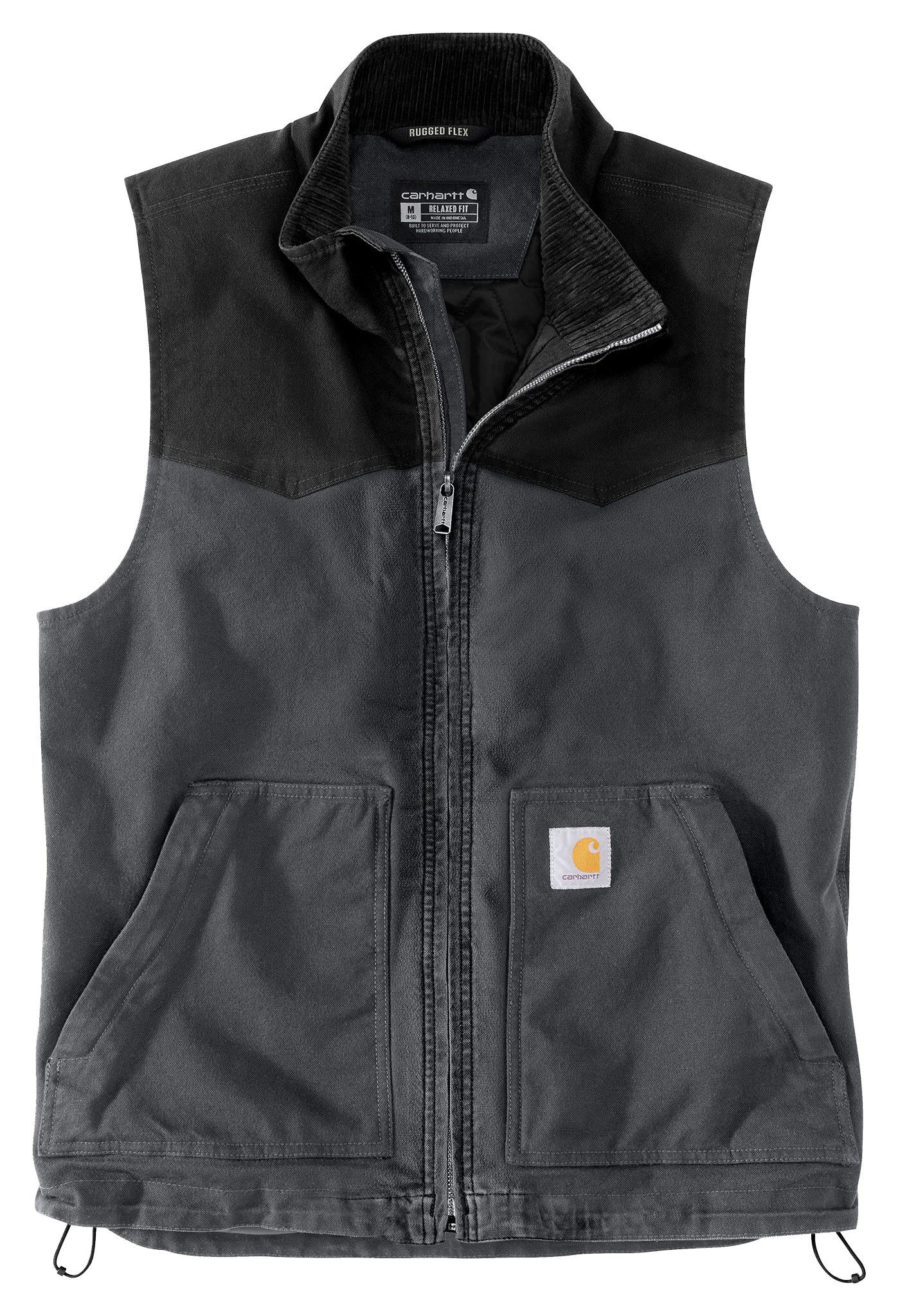 Image of Carhartt Montana Rugged Flex Duck Relaxed-Fit Vest for Men - Shadow/Black - L