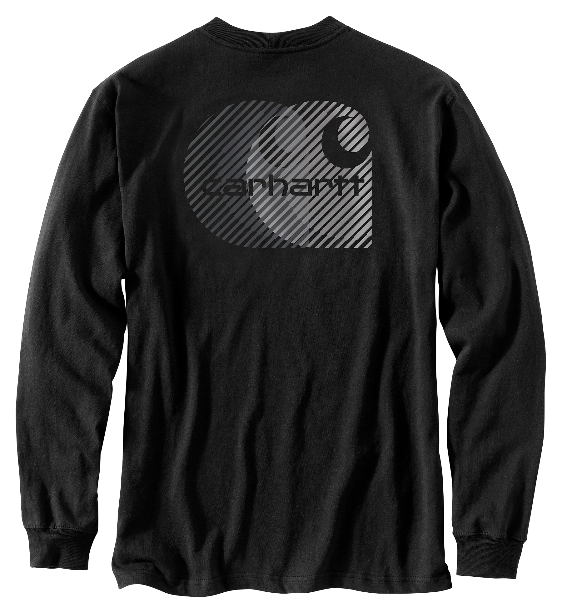 Image of Carhartt Relaxed-Fit Graphic Long-Sleeve Pocket T-Shirt for Men - Black - 2XL