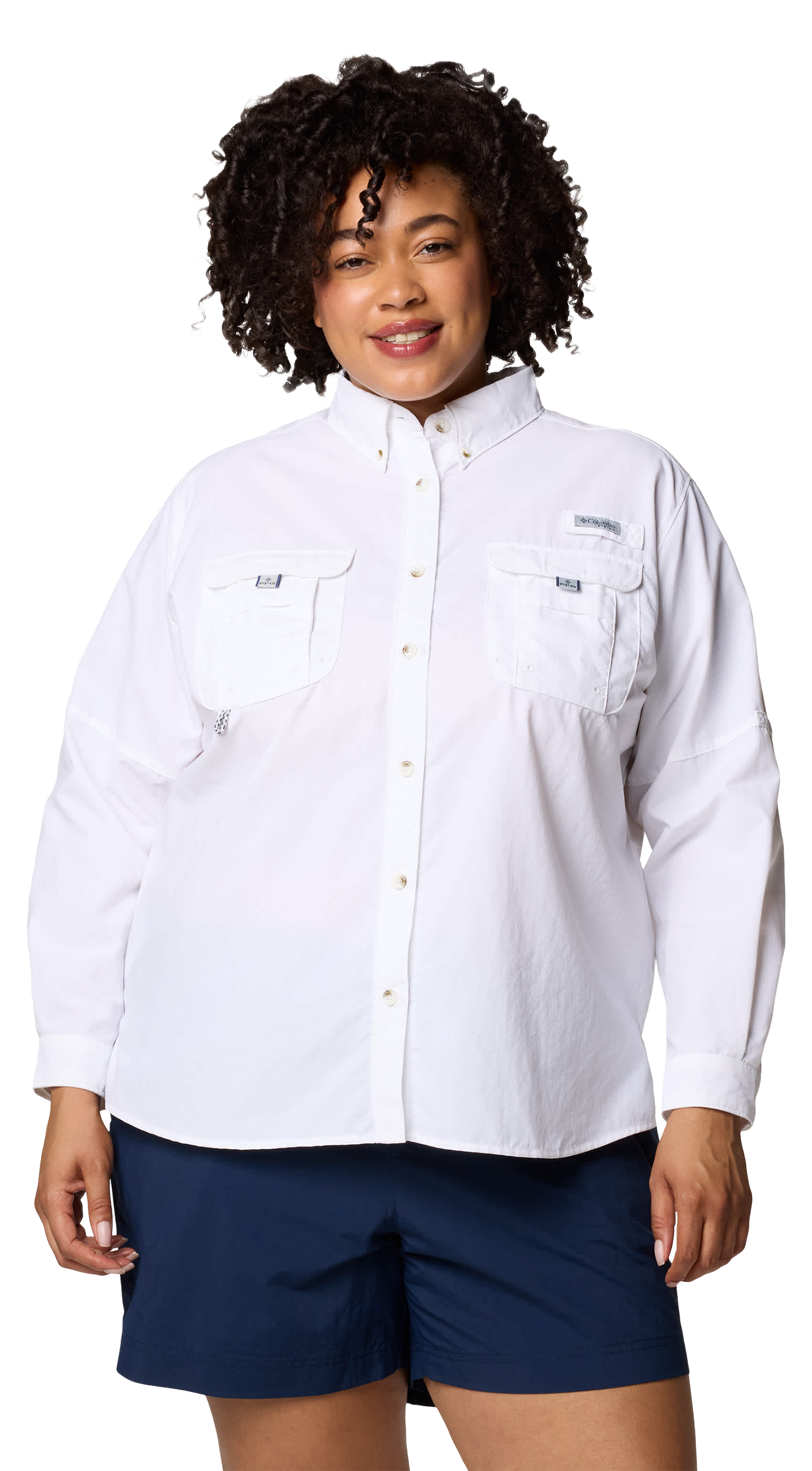 Image of Columbia PFG Bahama II Long-Sleeve Button-Down Shirt - White