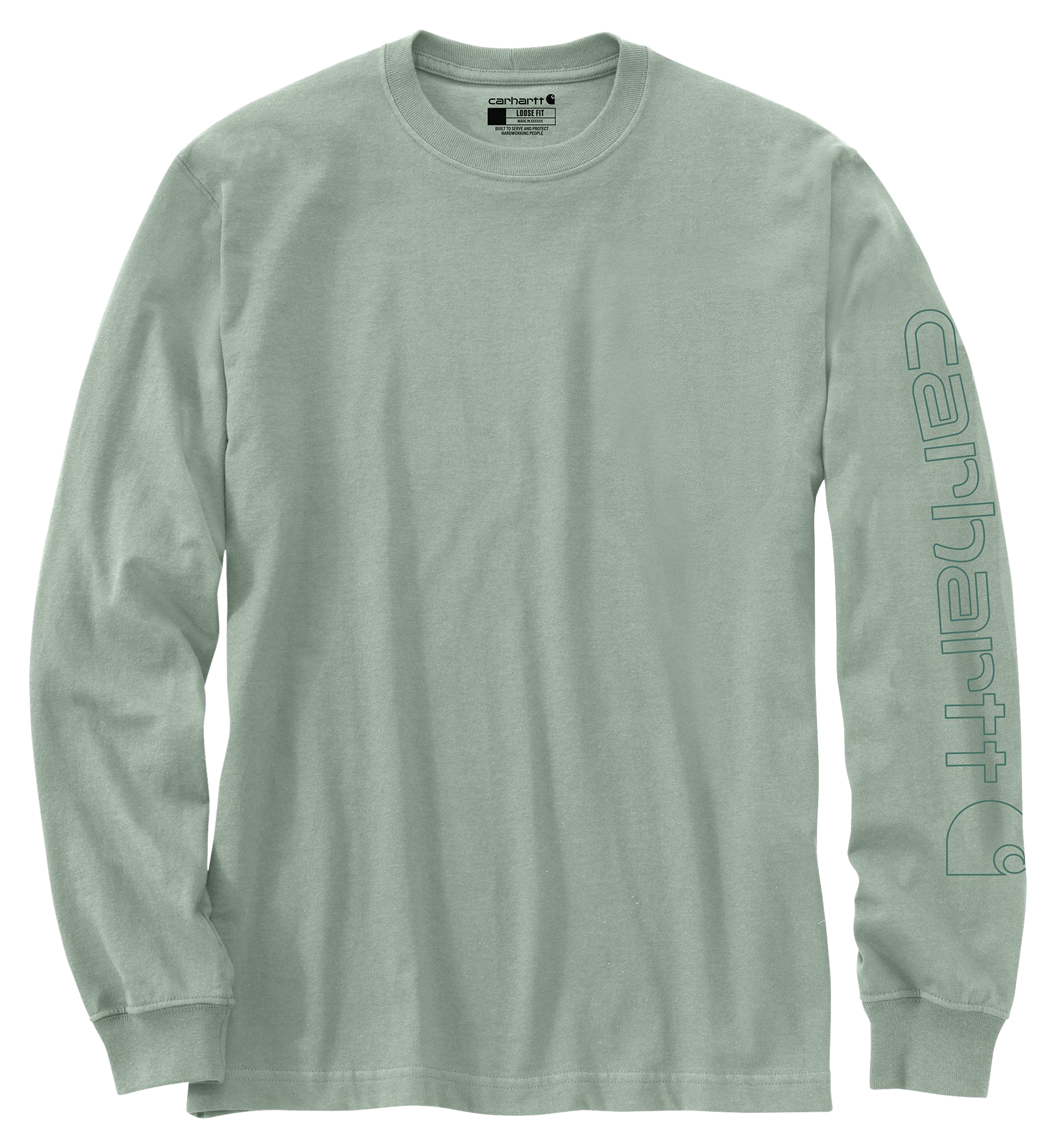 Image of Carhartt Loose-Fit Heavyweight Logo Sleeve Graphic Long-Sleeve T-Shirt - Seabrook