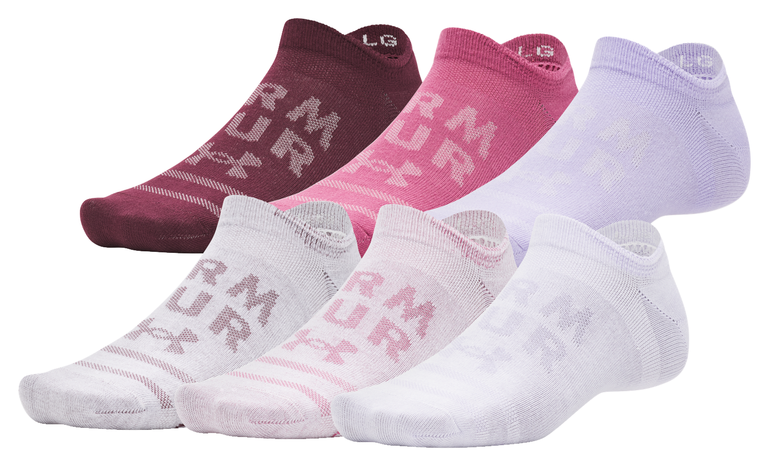 Under Armour Essential No-Show Socks for Women 6-Pair Pack - Burgundy - Under Armour