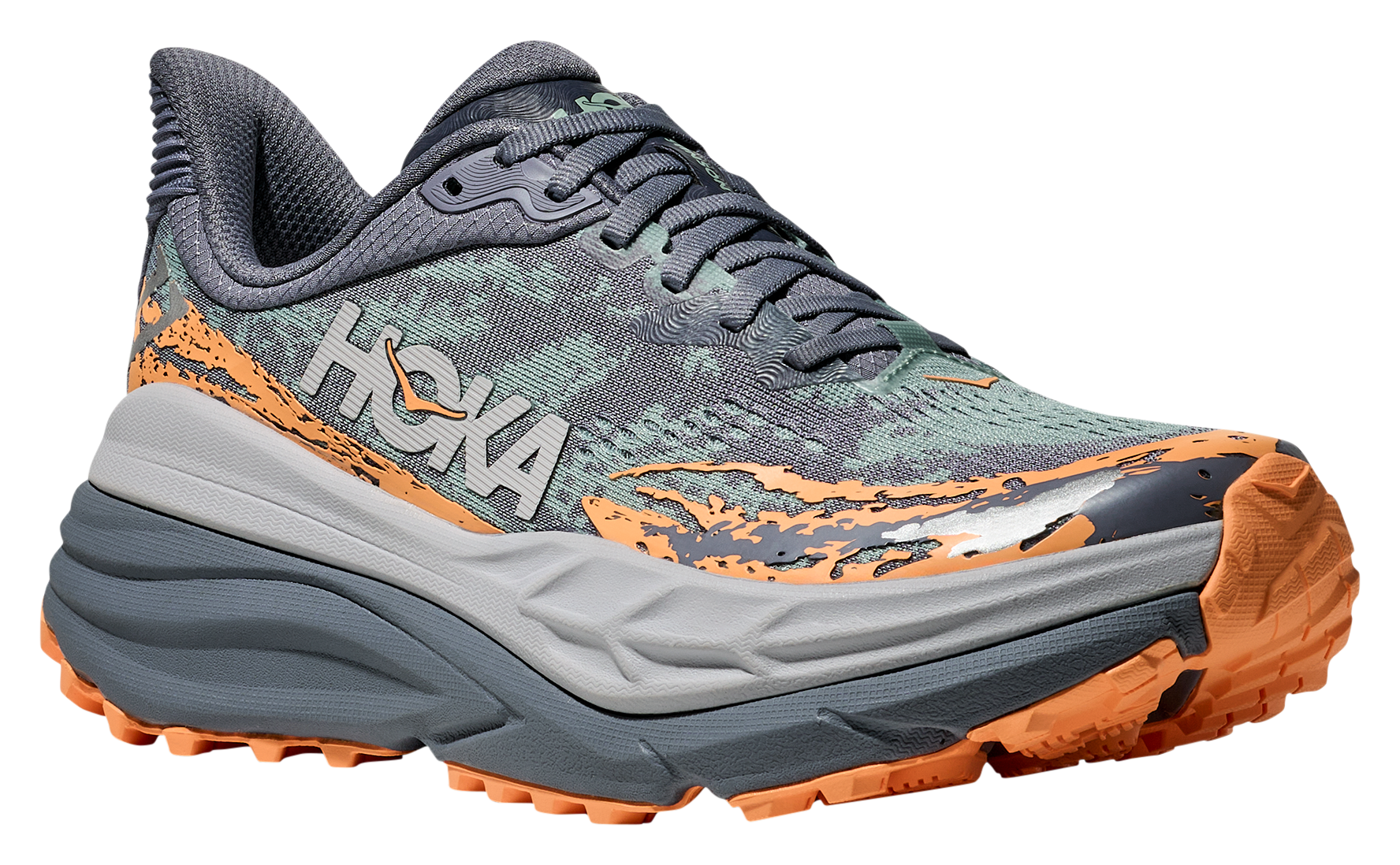 Image of HOKA Stinson ATR 7 Running Shoes for Women - Grey/Tangerine