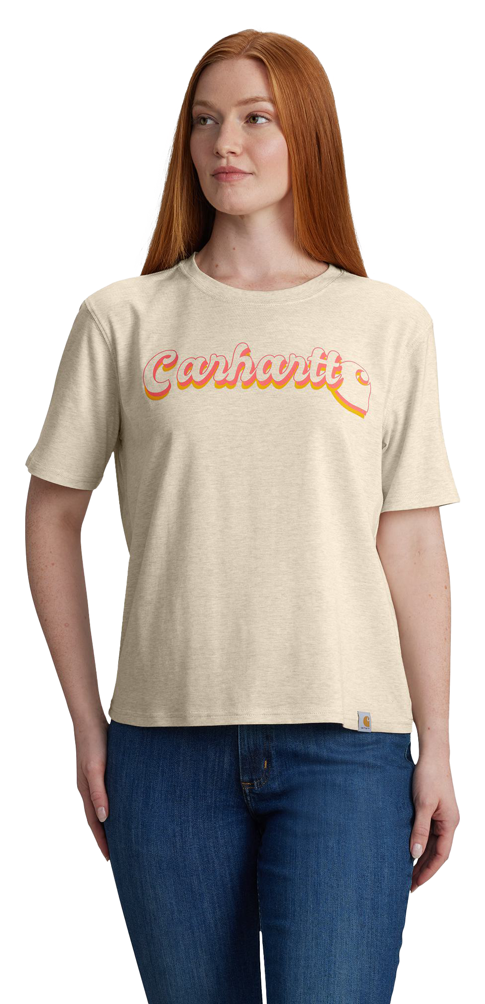 CARHARTT Tencel Fiber Series Script Graphic Loose-Fit Short-Sleeve T-Shirt for Ladies