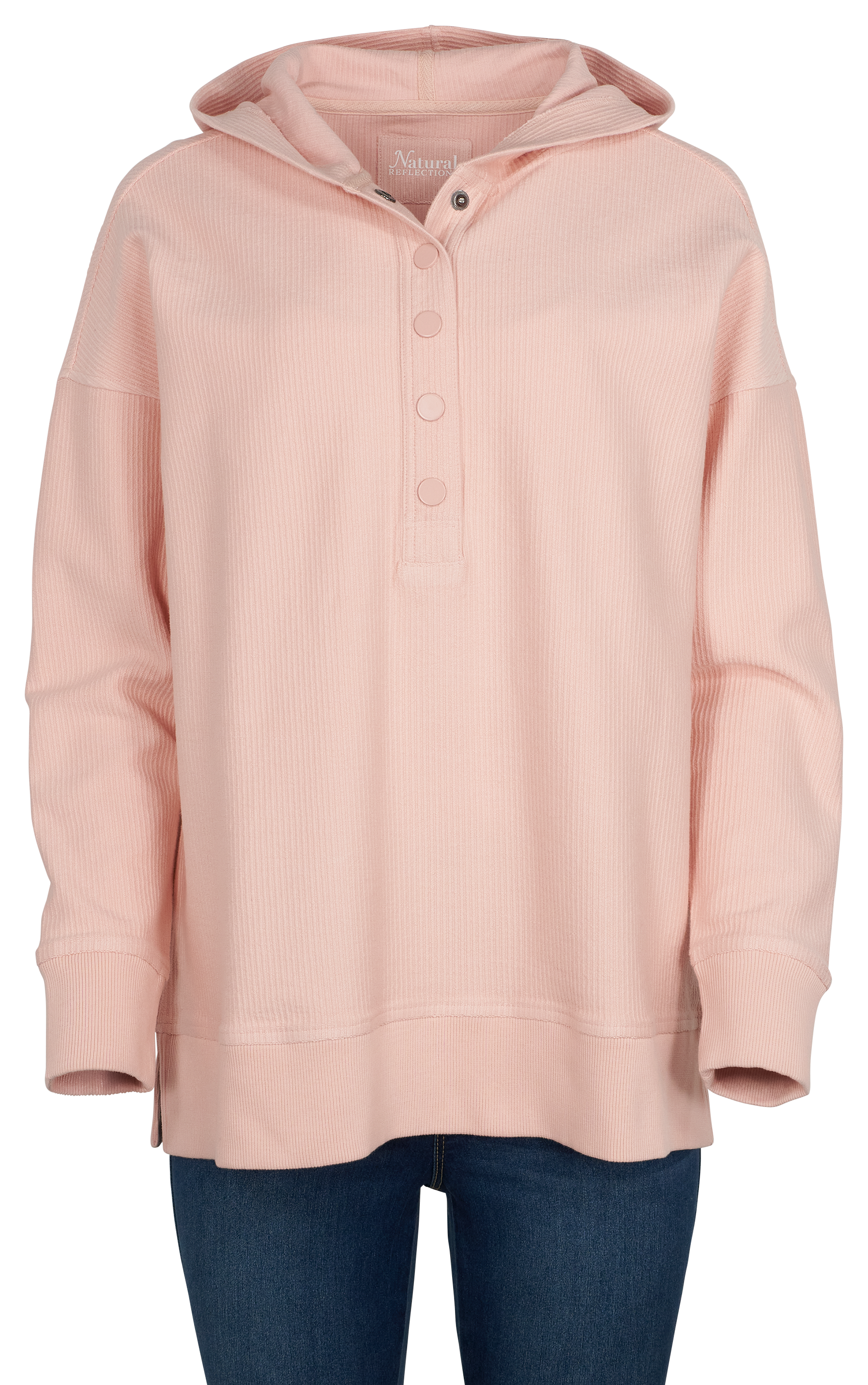 Image of Natural Reflections Ribbed Pullover Hoodie - Peachy Keen