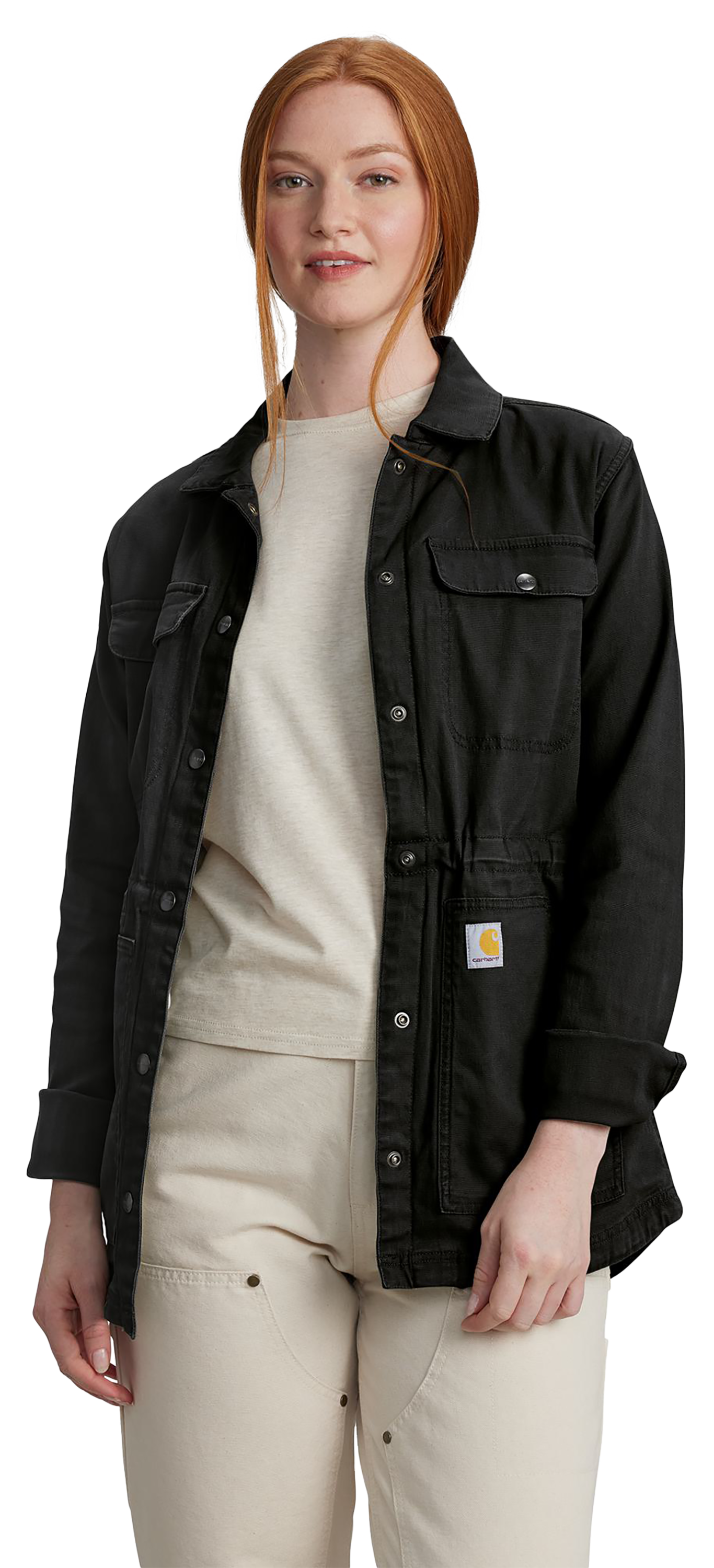 Image of Carhartt TENCEL Fiber Series Relaxed-Fit Canvas Coat for Ladies - Black - S