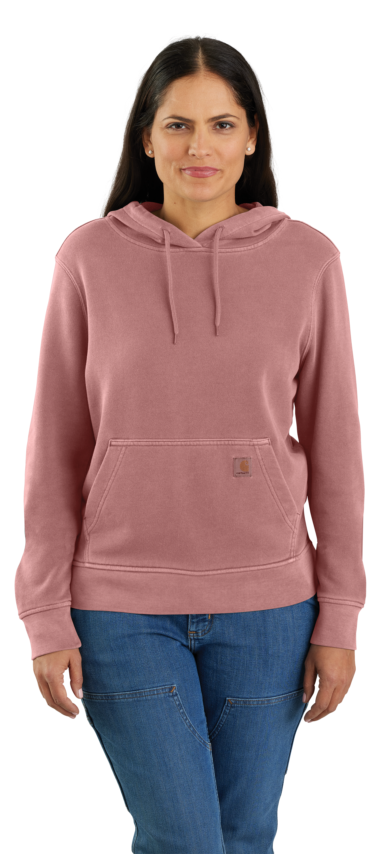 Image of Carhartt Midweight French Terry Long-Sleeve Hooded Sweatshirt for Ladies - Rose Tint - M