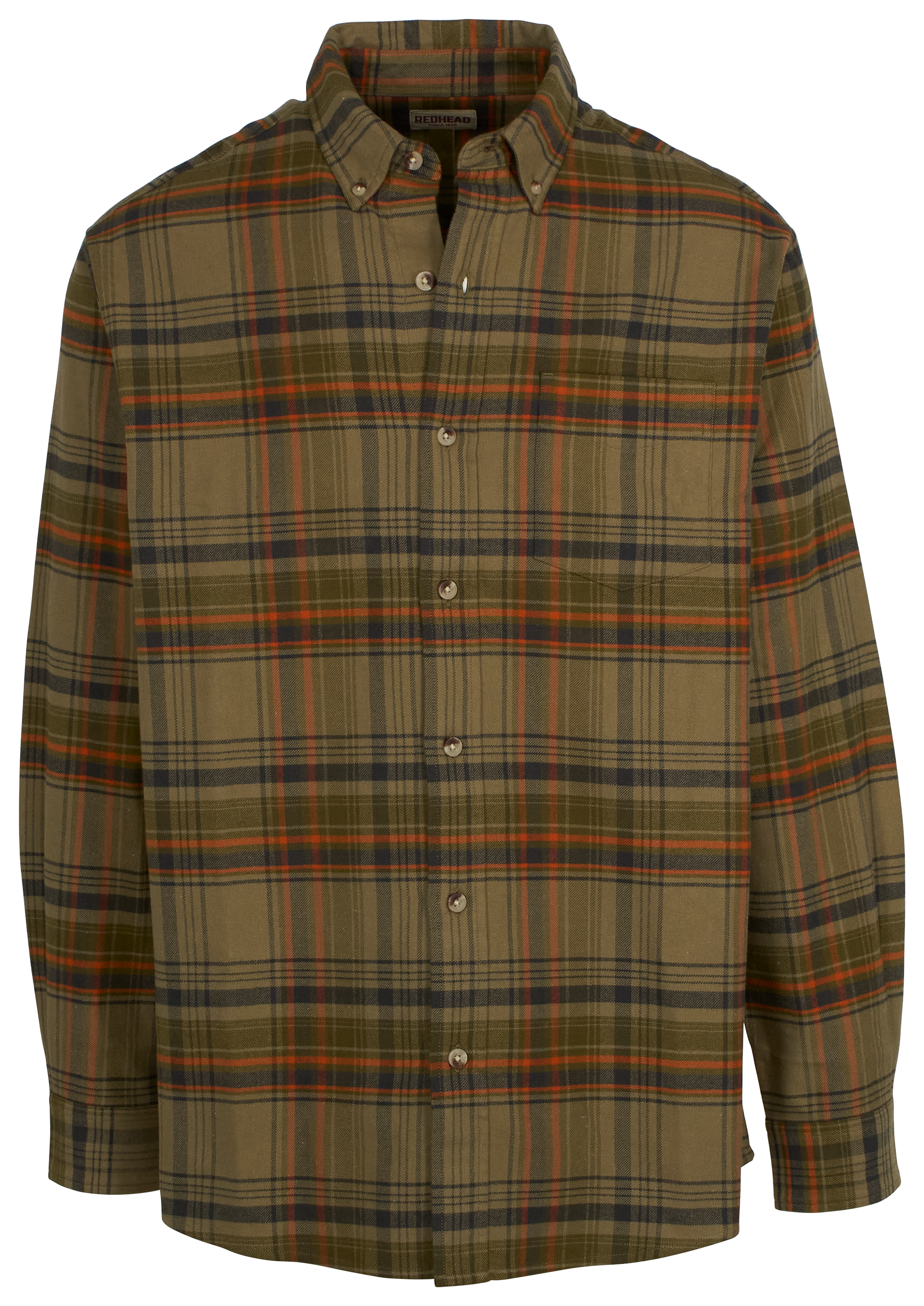 Image of RedHead Ultimate Flannel Long-Sleeve Shirt for Men - Dark Olive Plaid