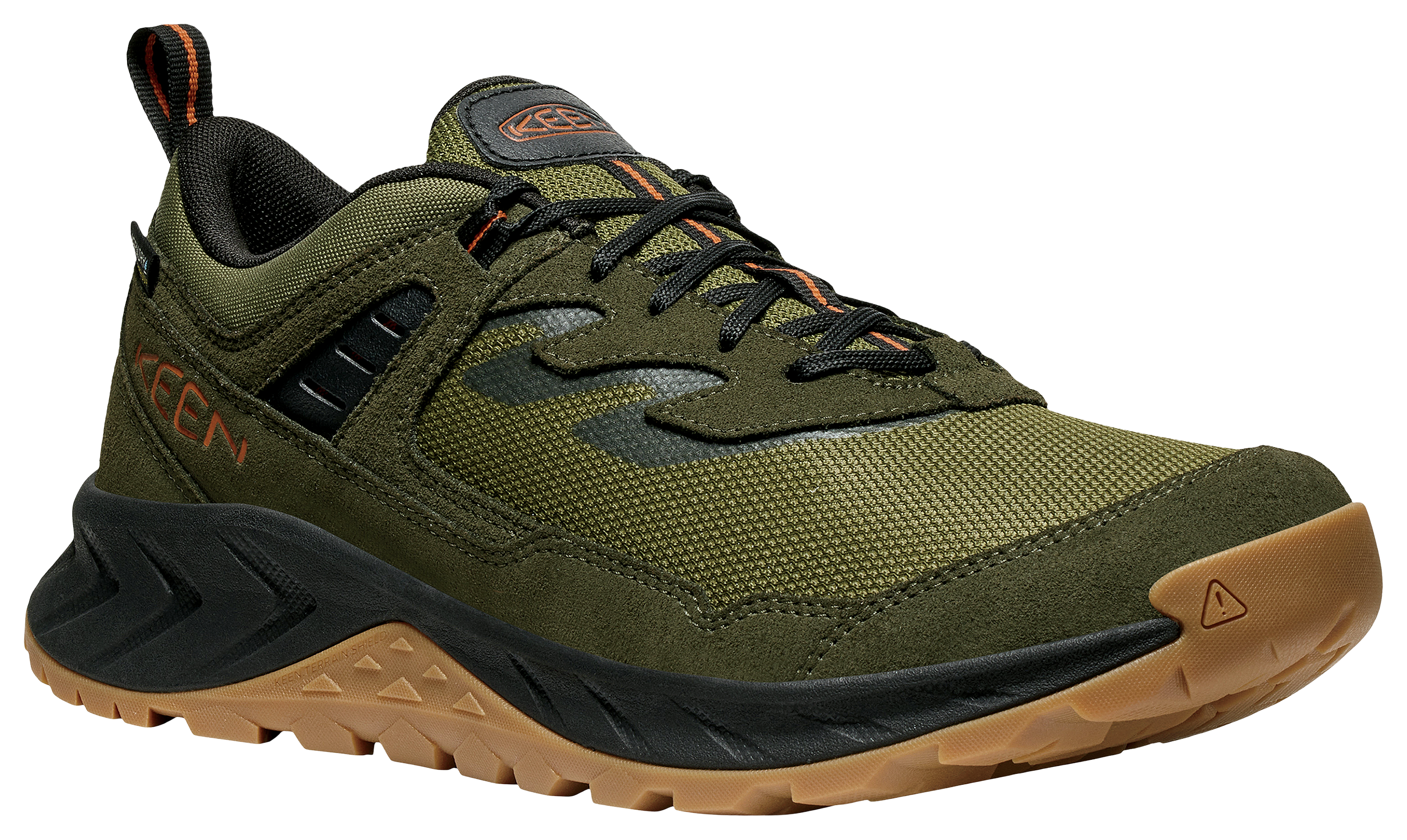 Image of KEEN Hightrail Waterproof Hiking Shoes for Men - Winter Mossy/Gold Flame - 11M