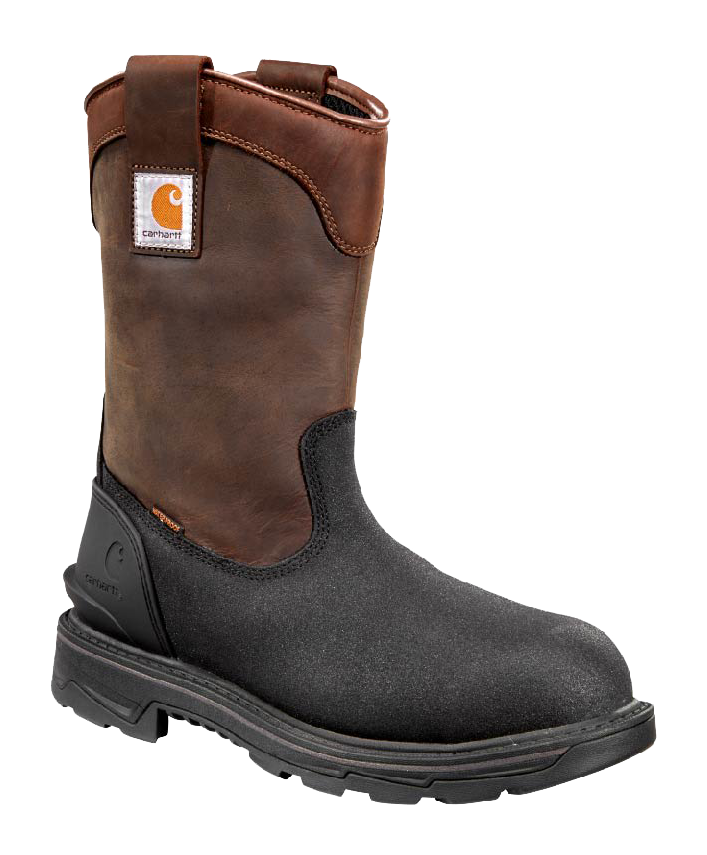 Image of Carhartt Ironwood Insulated Waterproof Alloy-Toe Wellington Work Boots for Men - Brown - 8.5M