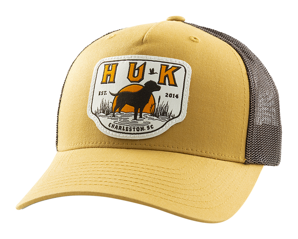Image of Huk Lab Patch Snapback Trucker Cap for Kids - Sand Piper