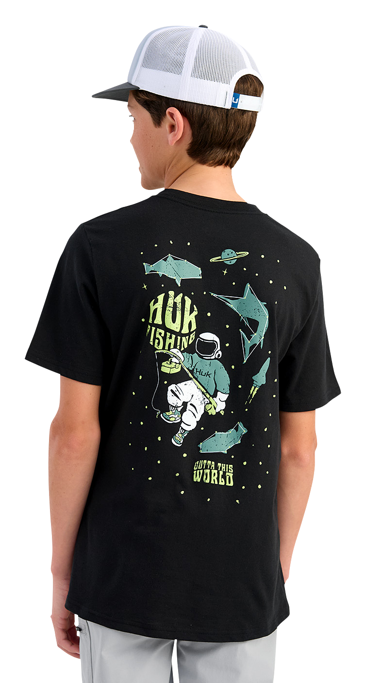 Image of Huk Outta This World Short-Sleeve T-Shirt for Kids - Black - M