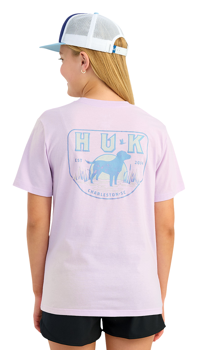 Image of Huk Lab Patch Short-Sleeve T-Shirt for Kids - Orchid Bloom