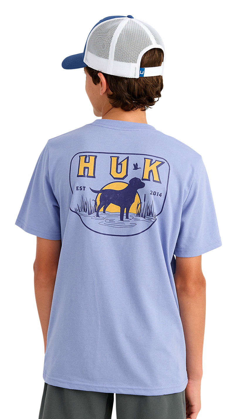 Image of Huk Lab Patch Short-Sleeve T-Shirt for Kids - Lightning Sky - L