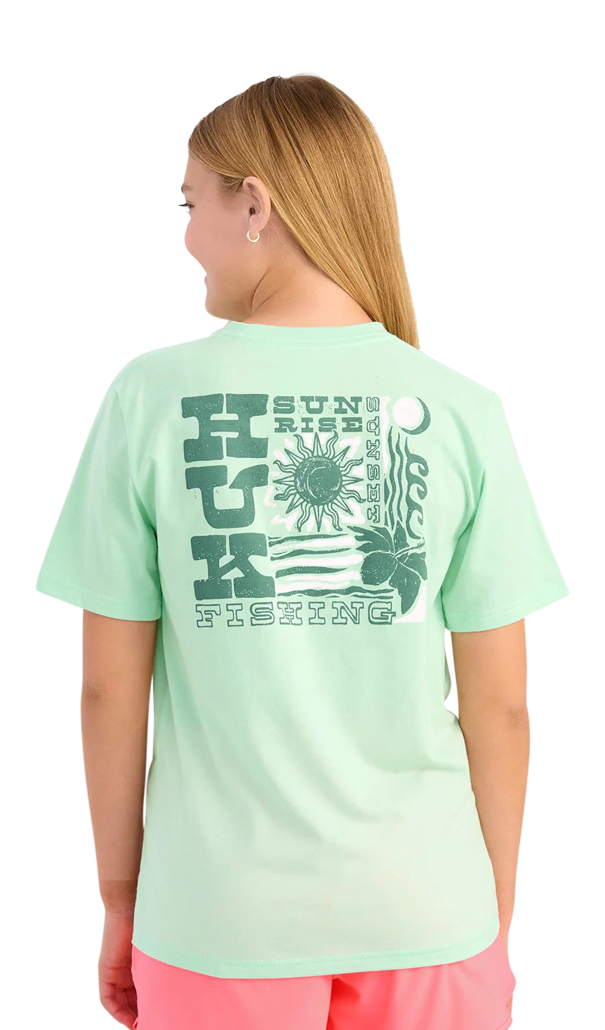 Image of Huk Sunset Sunrise Short-Sleeve T-Shirt for Kids - Seafoam Mist