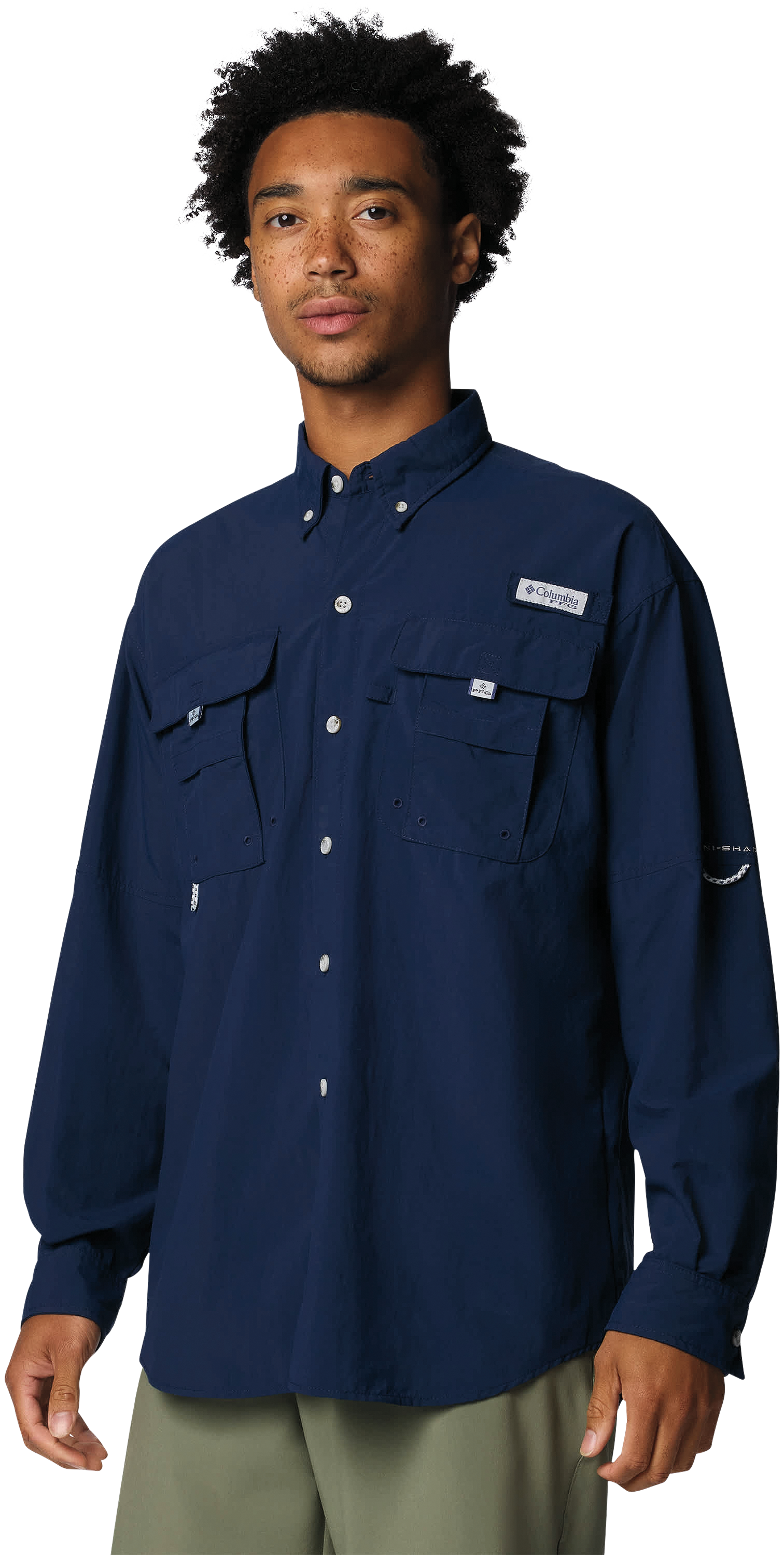 Image of Columbia PFG Bahama II Button-Up Long-Sleeve Fishing Shirt - Collegiate Navy