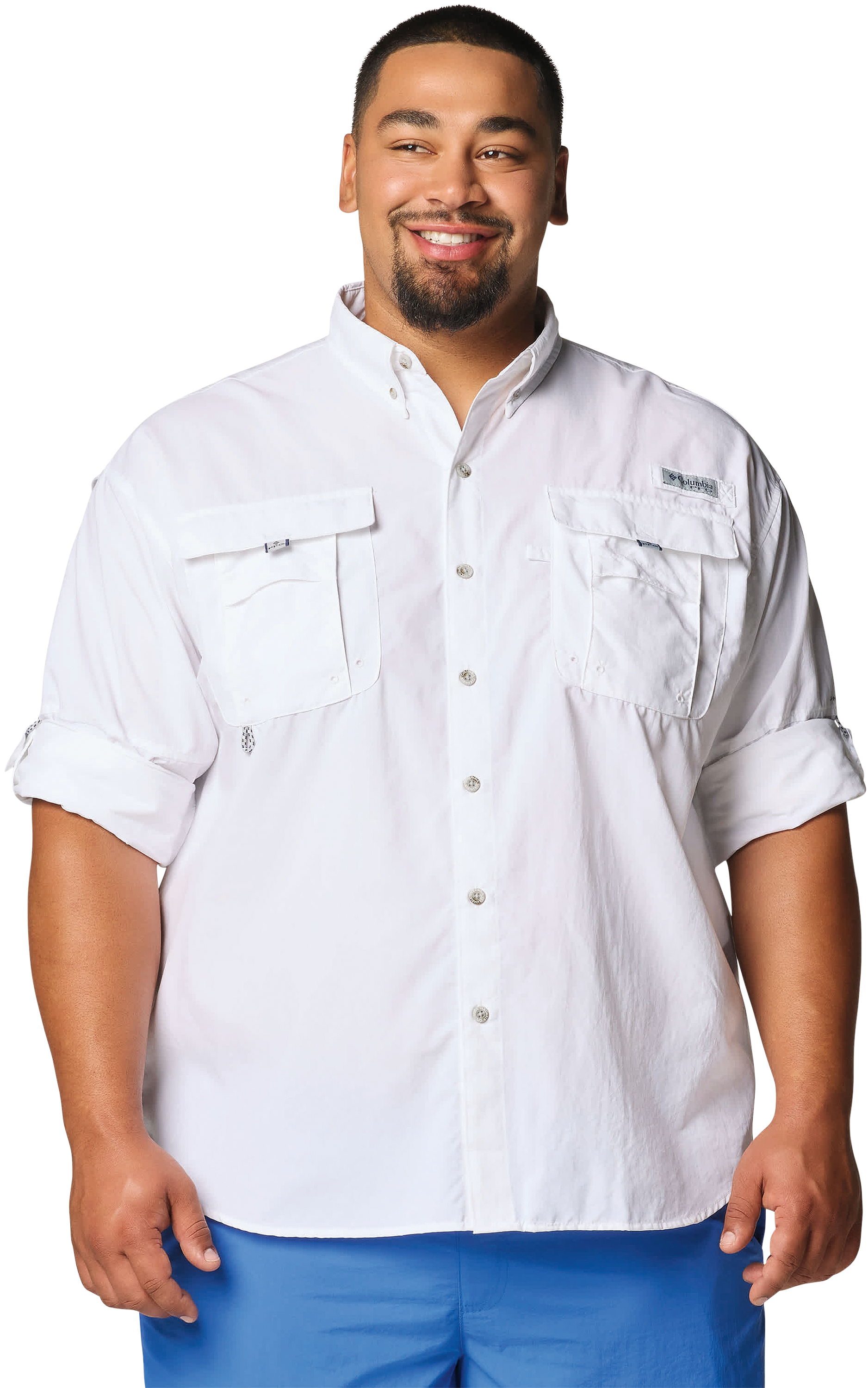 Image of Columbia PFG Bahama II Long-Sleeve Fishing Shirt for Men - White - 2X
