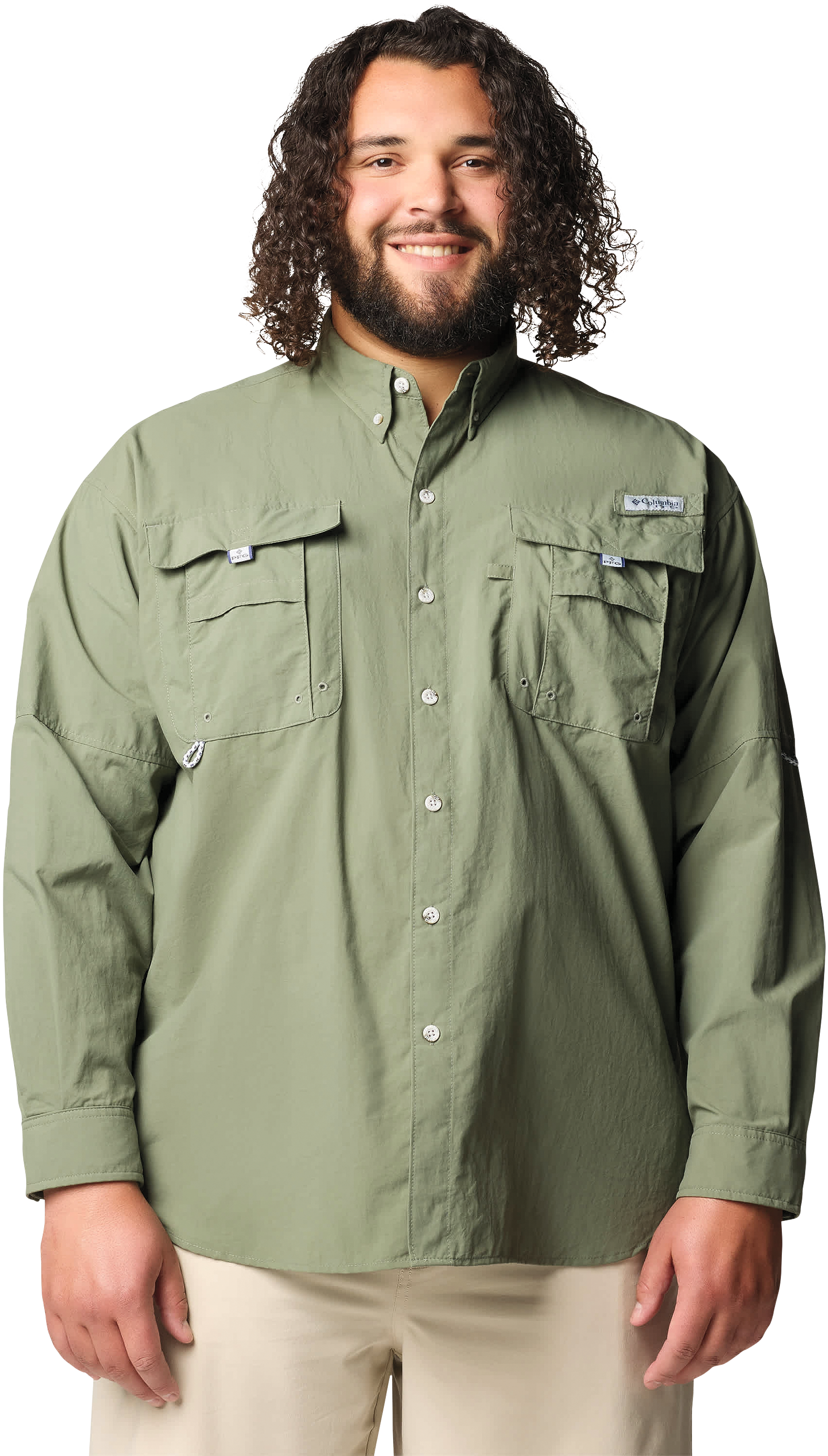 Image of Columbia PFG Bahama II Button-Up Long-Sleeve Fishing Shirt - Cypress - 1X
