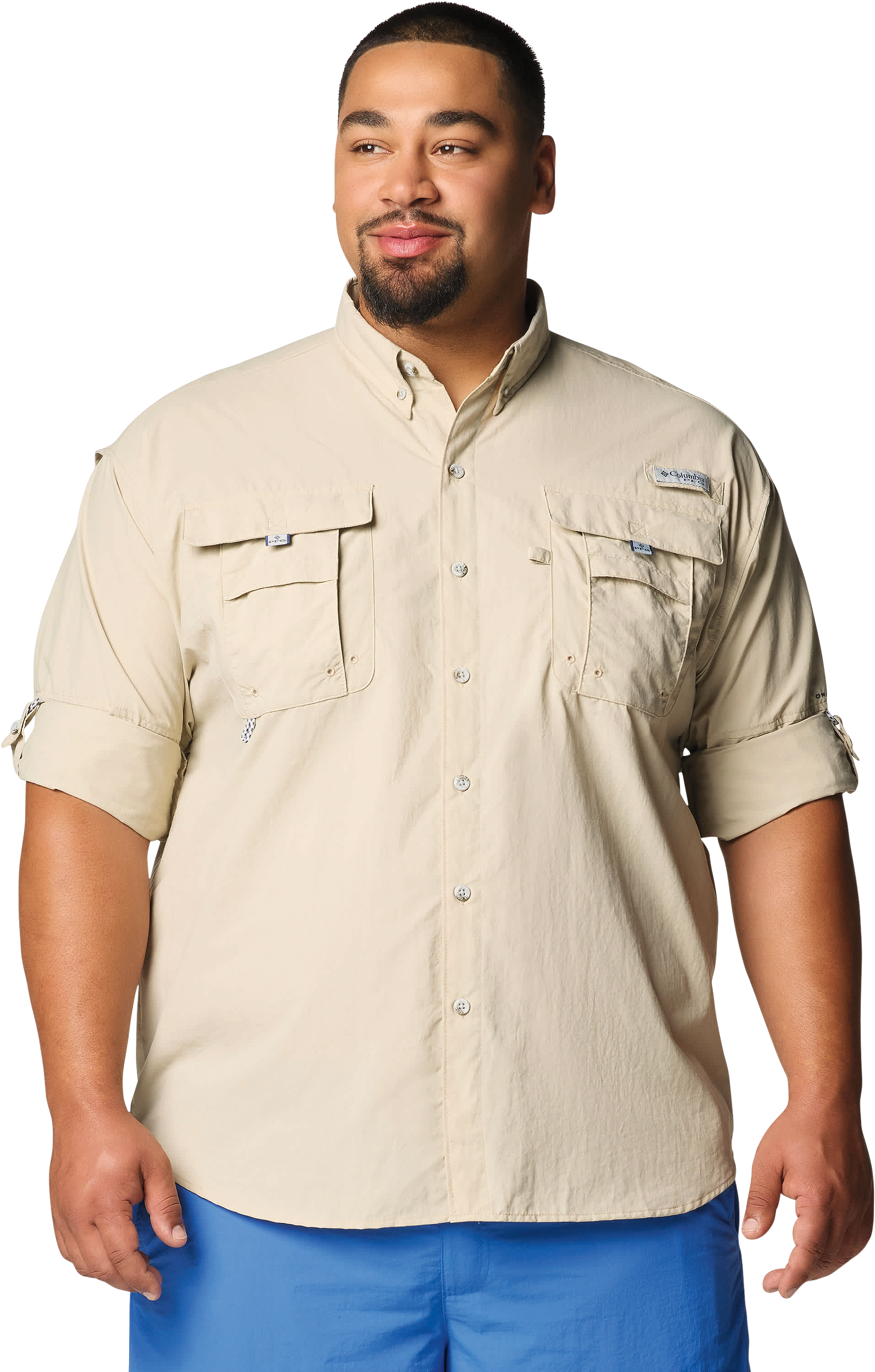Image of Columbia PFG Bahama II Button-Up Long-Sleeve Fishing Shirt - Fossil - 2X