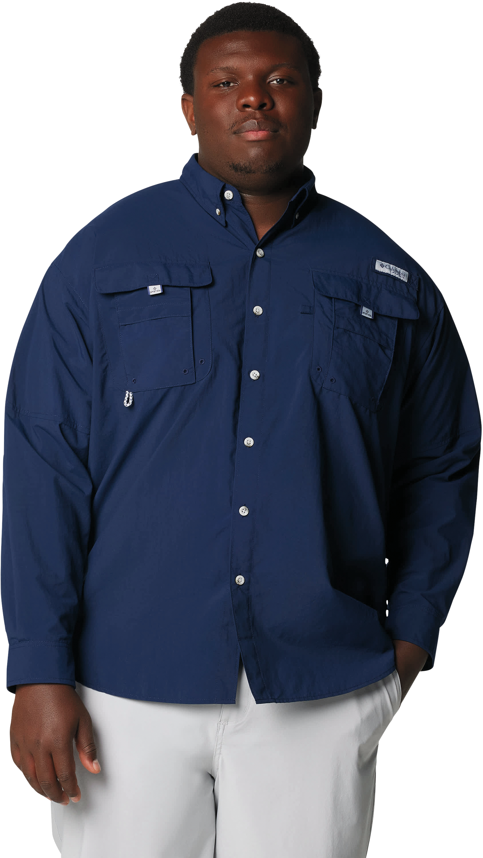 Image of Columbia PFG Bahama II Button-Up Long-Sleeve Fishing Shirt - Collegiate Navy