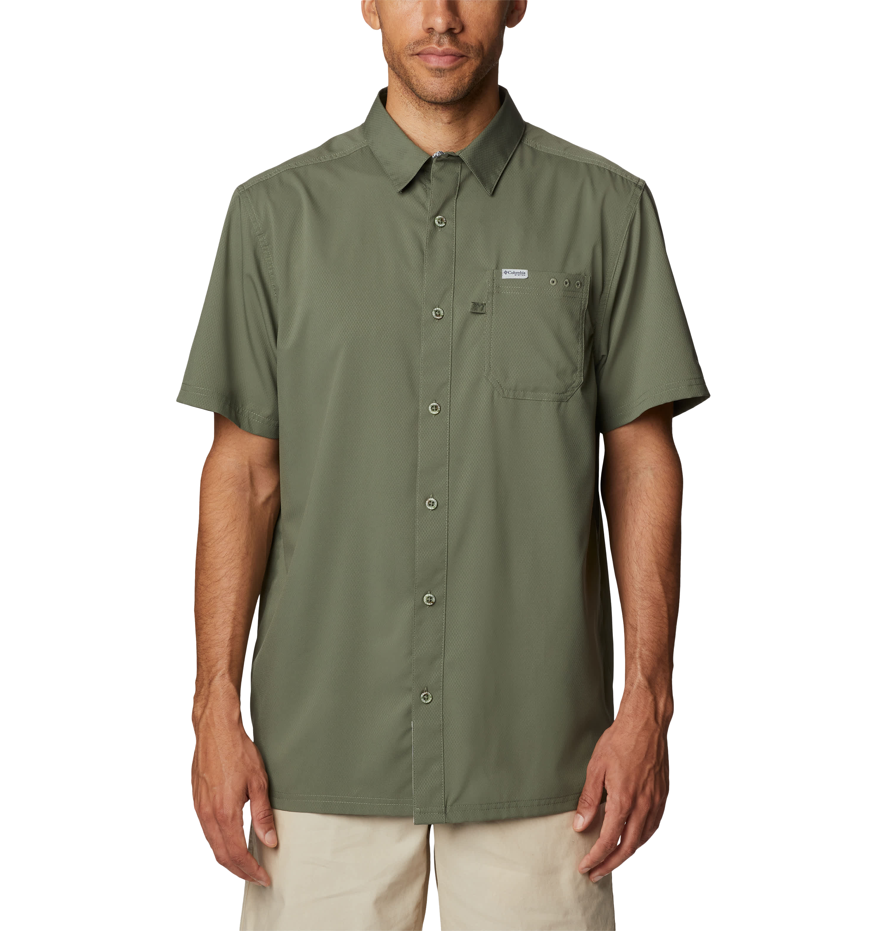 Image of Columbia PFG Slack Tide Camp Short-Sleeve Button-Down Shirt for Men - Cypress - S