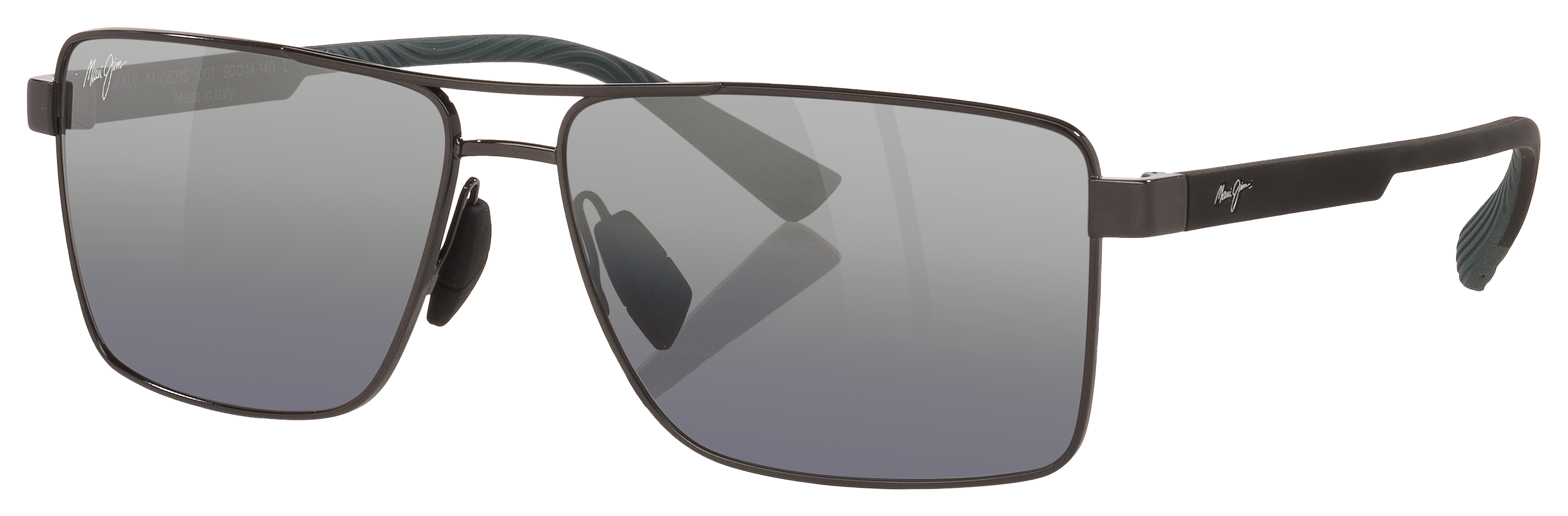 Image of Maui Jim Piha Glass Polarized Sunglasses - Shiny Gunmetal/Black/Dual Silver/Black Mirror - Large