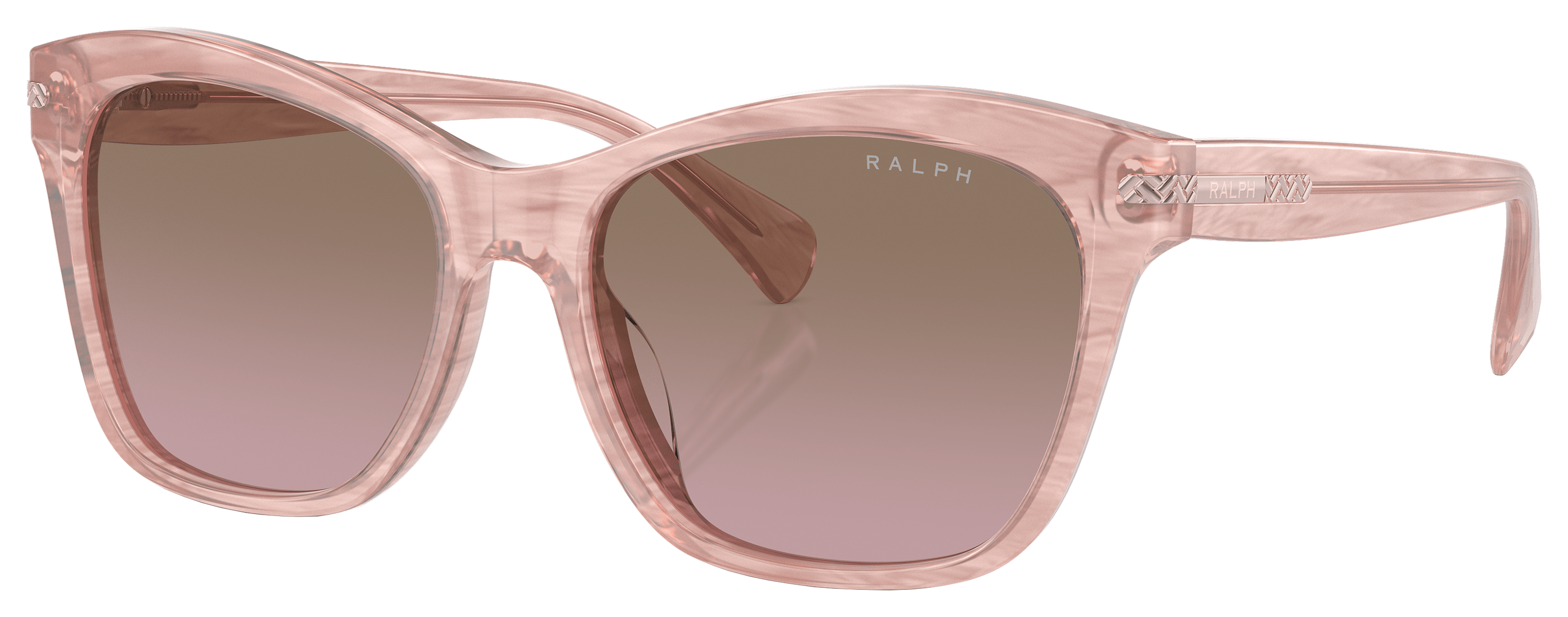 Image of Ralph RA5310U Sunglasses for Ladies - Shiny Striped Rose/Brown/Rose Gradient - Medium