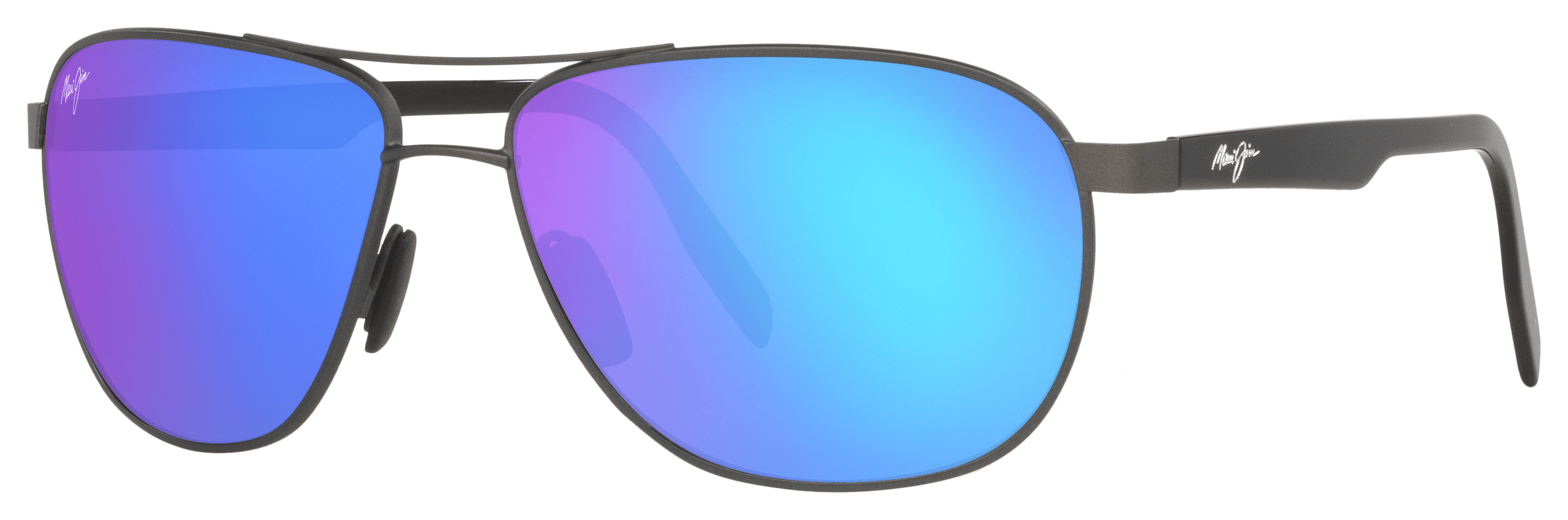 Maui Jim Castles Glass Polarized Sunglasses - Matte Dark Ruthenium/Black/Blue Hawaii Mirror - X-Large - Maui Jim
