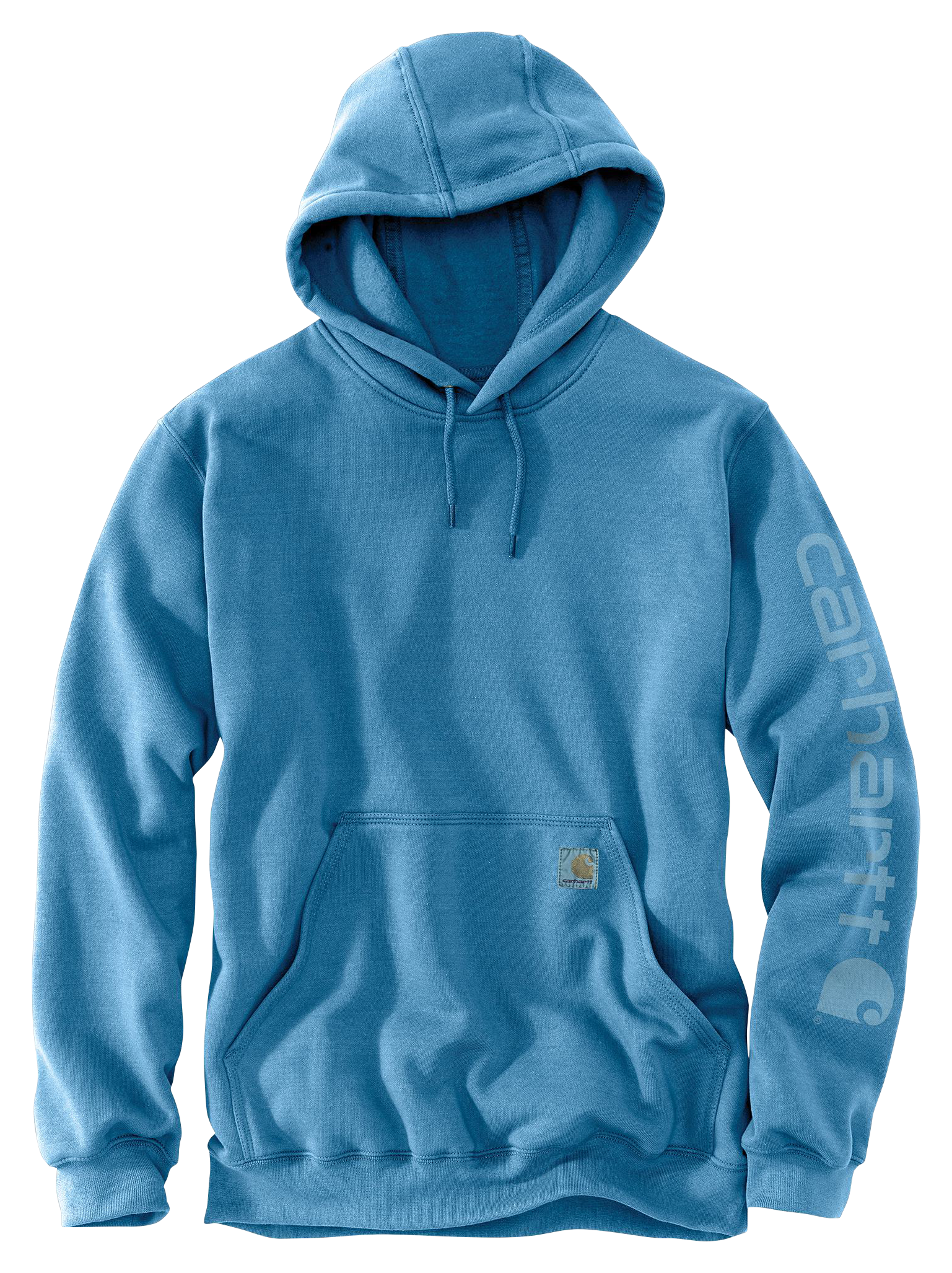 Image of Carhartt Relaxed-Fit Garment-Dyed Graphic Long-Sleeve Hooded Sweatshirt - Horizon Blue