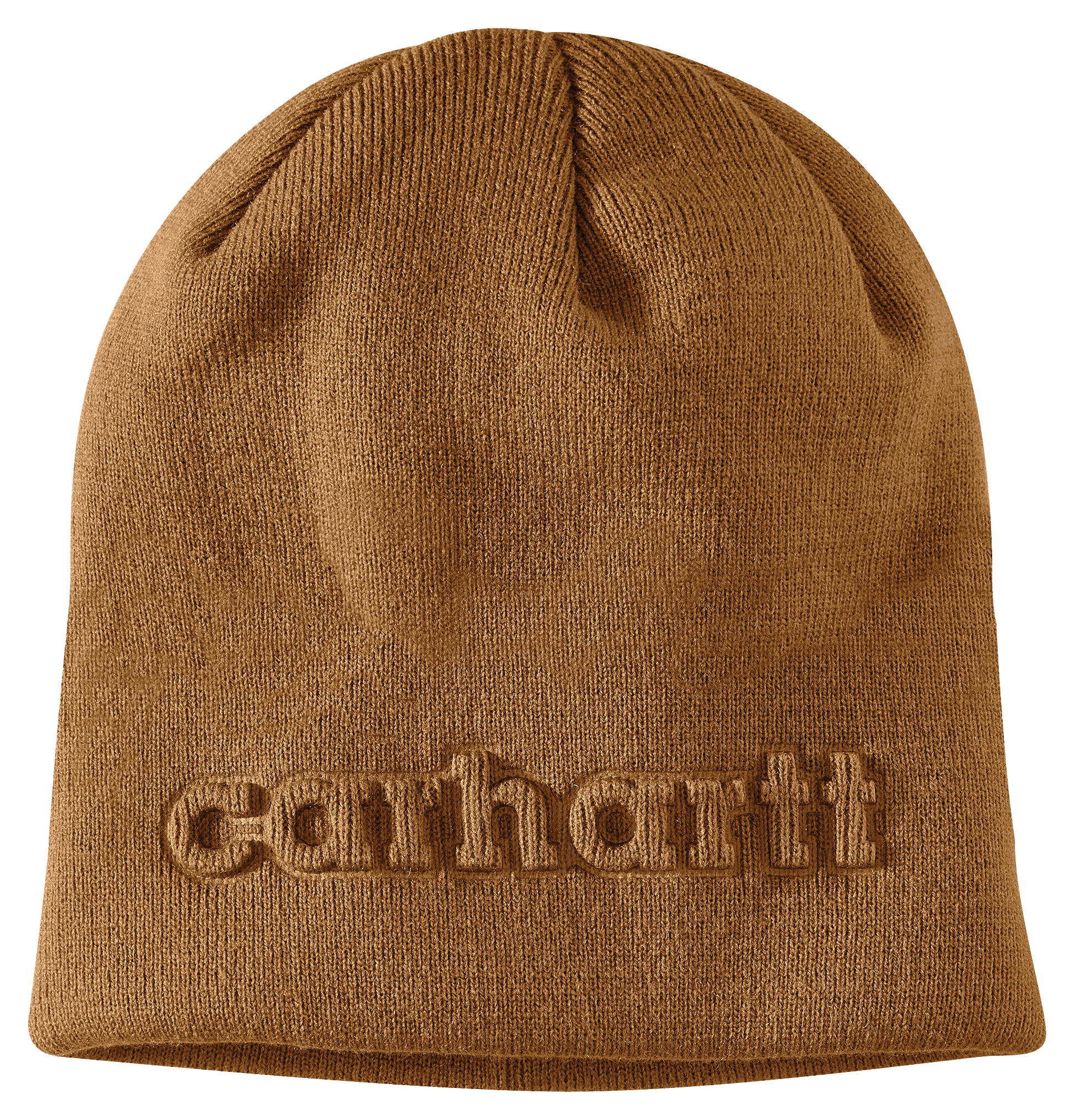 Image of Carhartt Knit Embossed Logo Beanie - Carhartt Brown