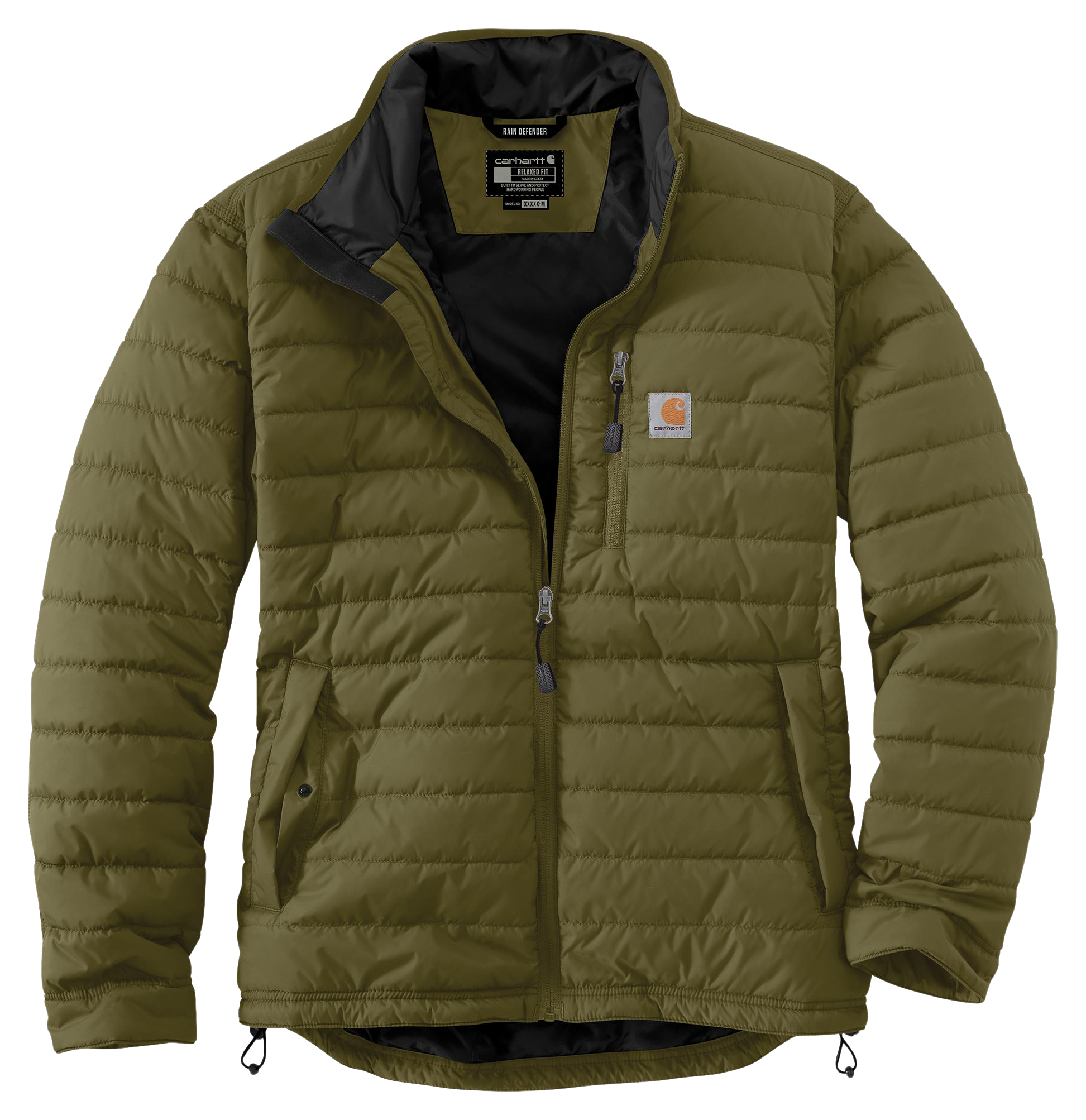 Image of Carhartt Rain Defender Relaxed Fit Lightweight Insulated Jacket for Men - Dark Bronze Green - XL