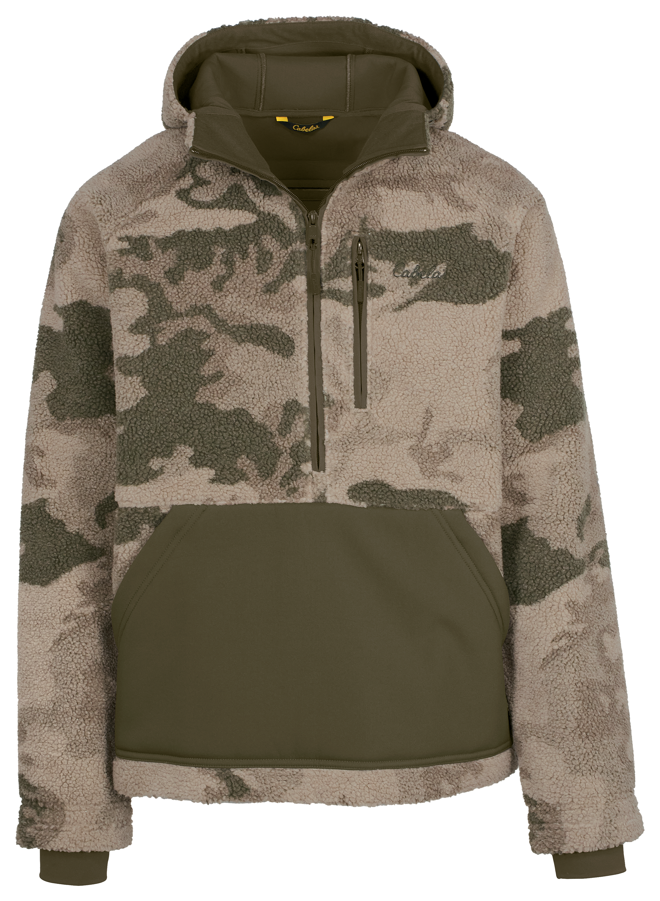 Image of Cabela's Outfitter Series Berber Half-Zip Hooded Pullover with 4MOST WINDSHEAR for Men - Cabela's Outfitter Camo - M