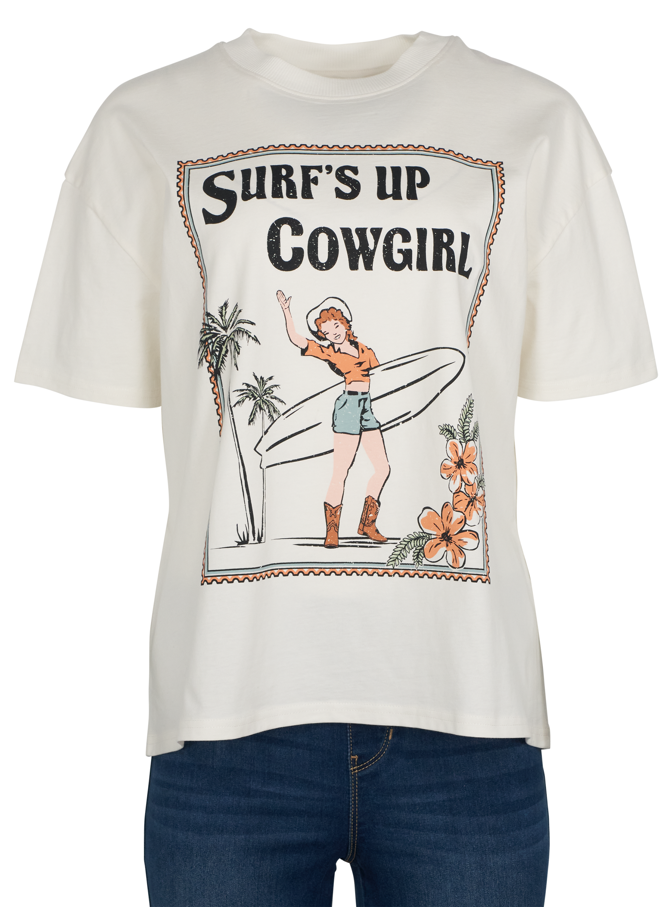 Image of Natural Reflections Surf's Up Cowgirl Short-Sleeve Shirt - Egret