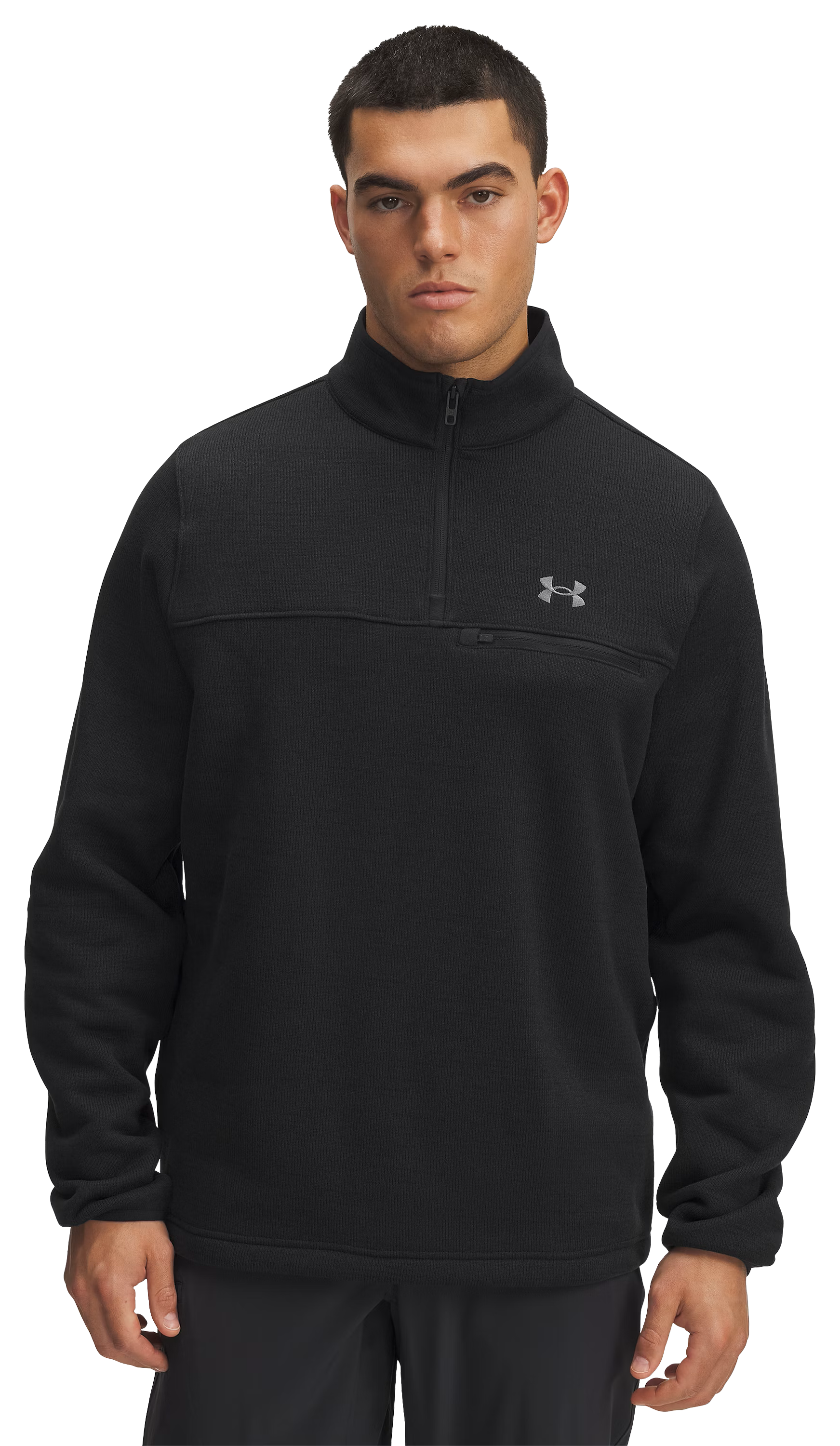 Image of Under Armour Specialist Quarter-Zip Pullover - Black/Castlerock - L