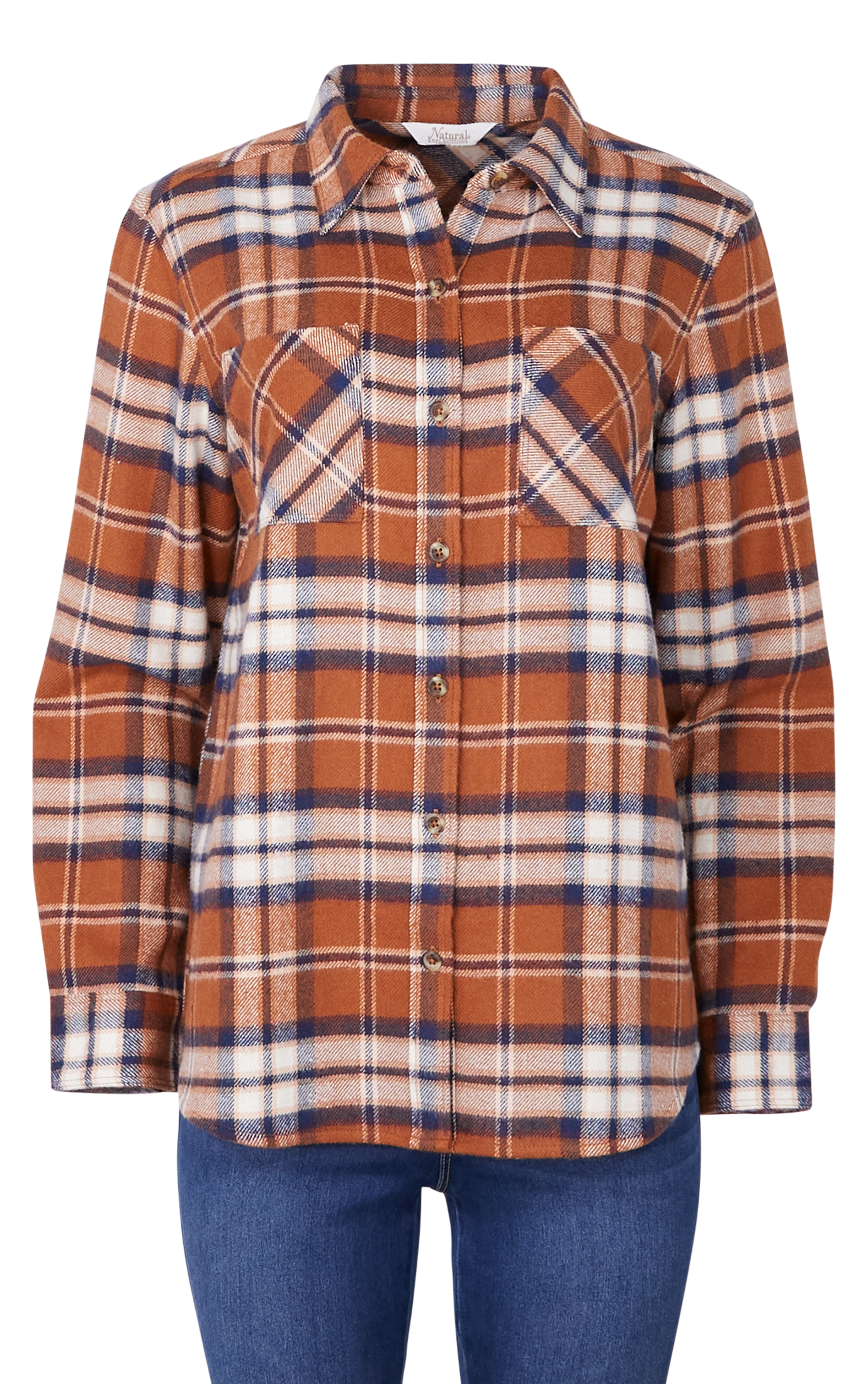 Image of Natural Reflections Heartside Flannel Long-Sleeve Button-Down Shirt - Sierra Plaid