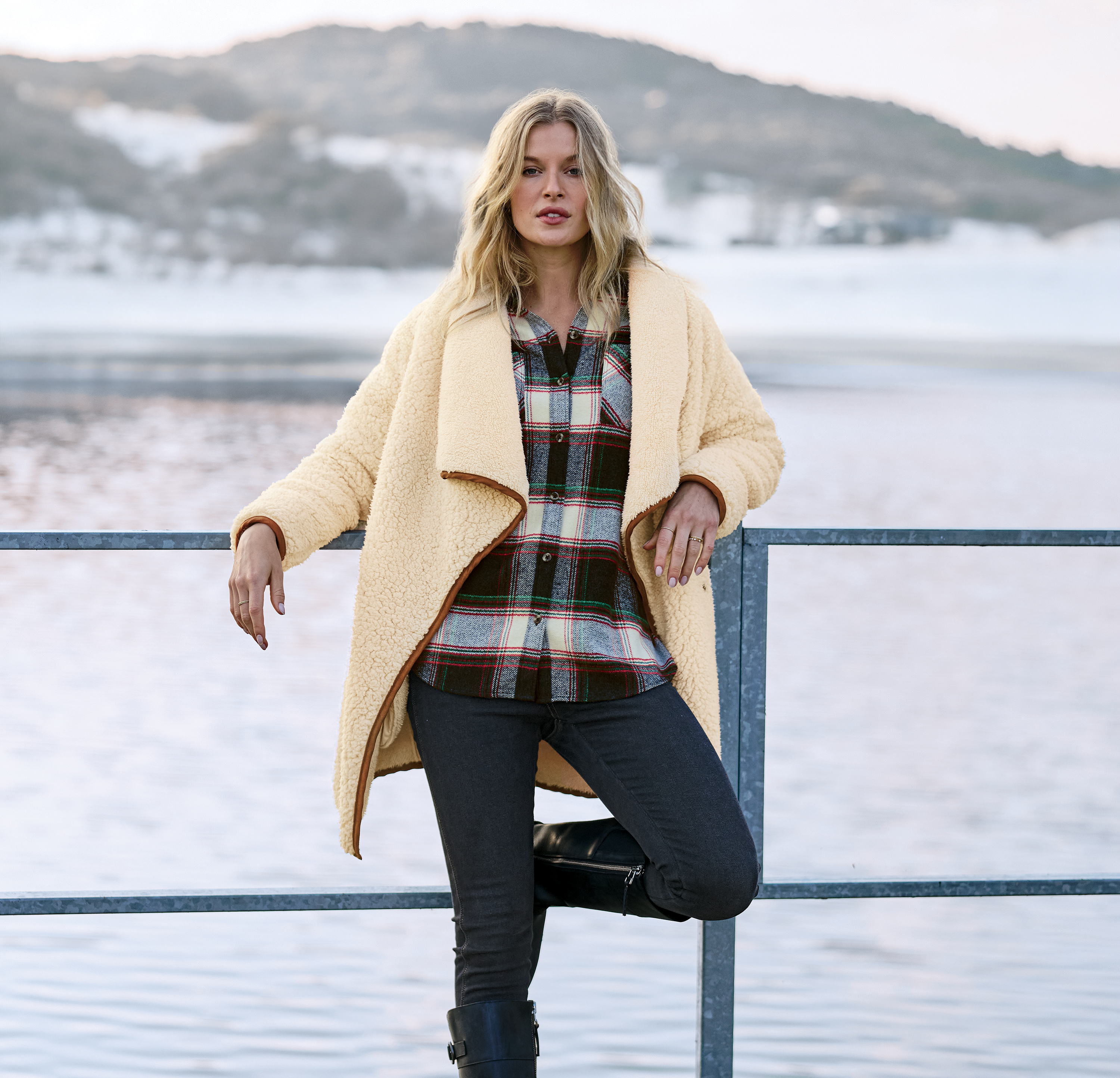 Image of Natural Reflections Heartside Flannel Button-Down Long-Sleeve Shirt - Tap Shoe Plaid