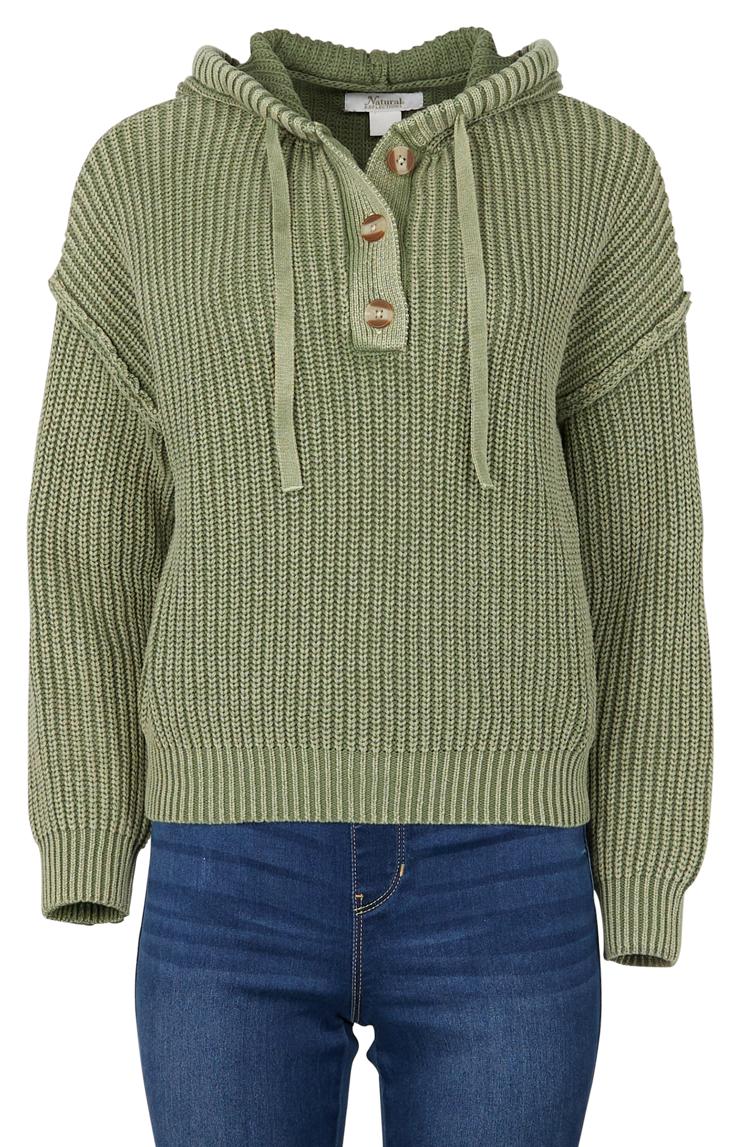 Image of Natural Reflections Rainier Acid-Washed Hoodie - Winter Moss