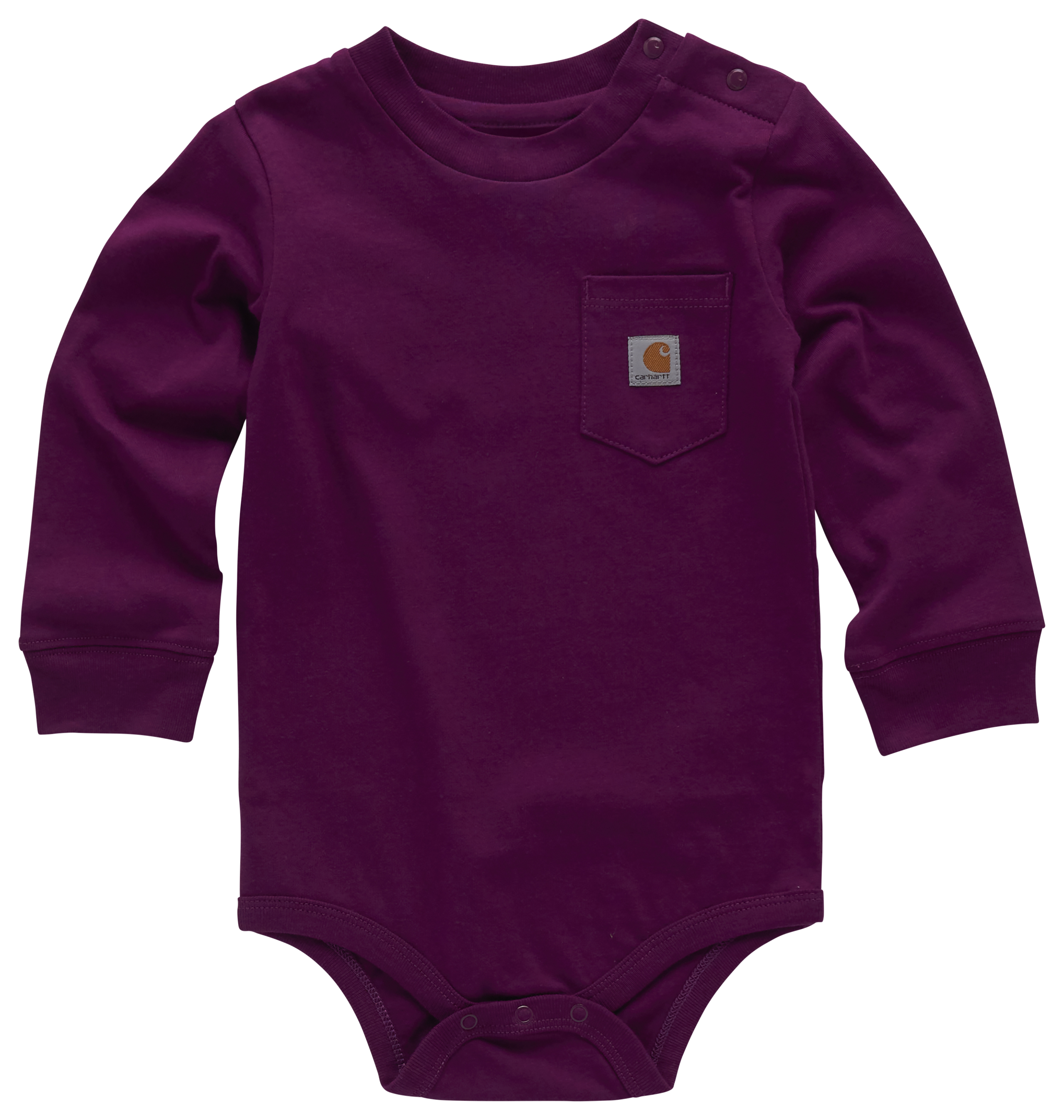 Image of Carhartt Long-Sleeve Pocket Bodysuit for Babies - Plum