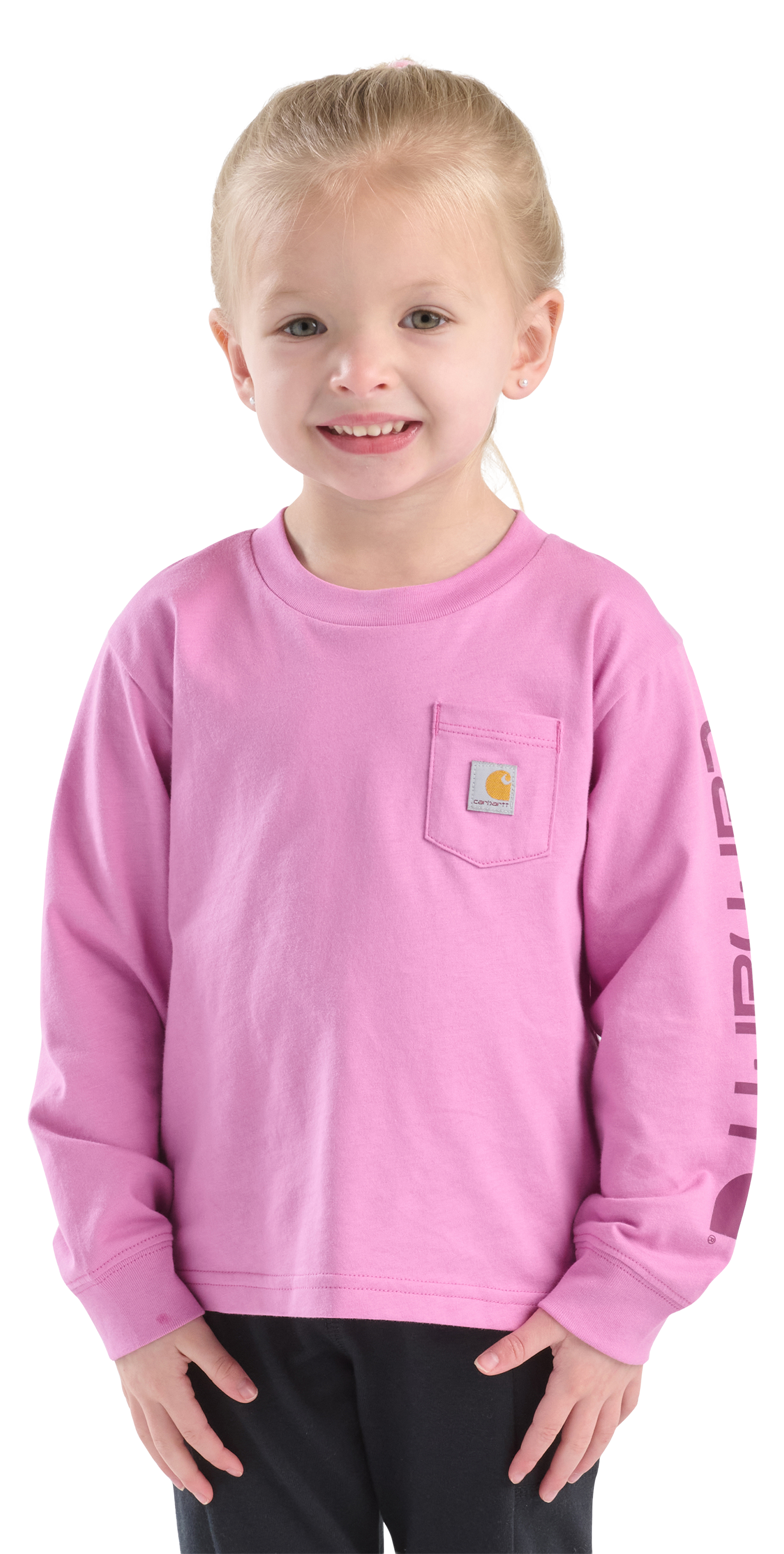 Image of Carhartt Core Logo Pocket Long-Sleeve T-Shirt for Kids - Crocus