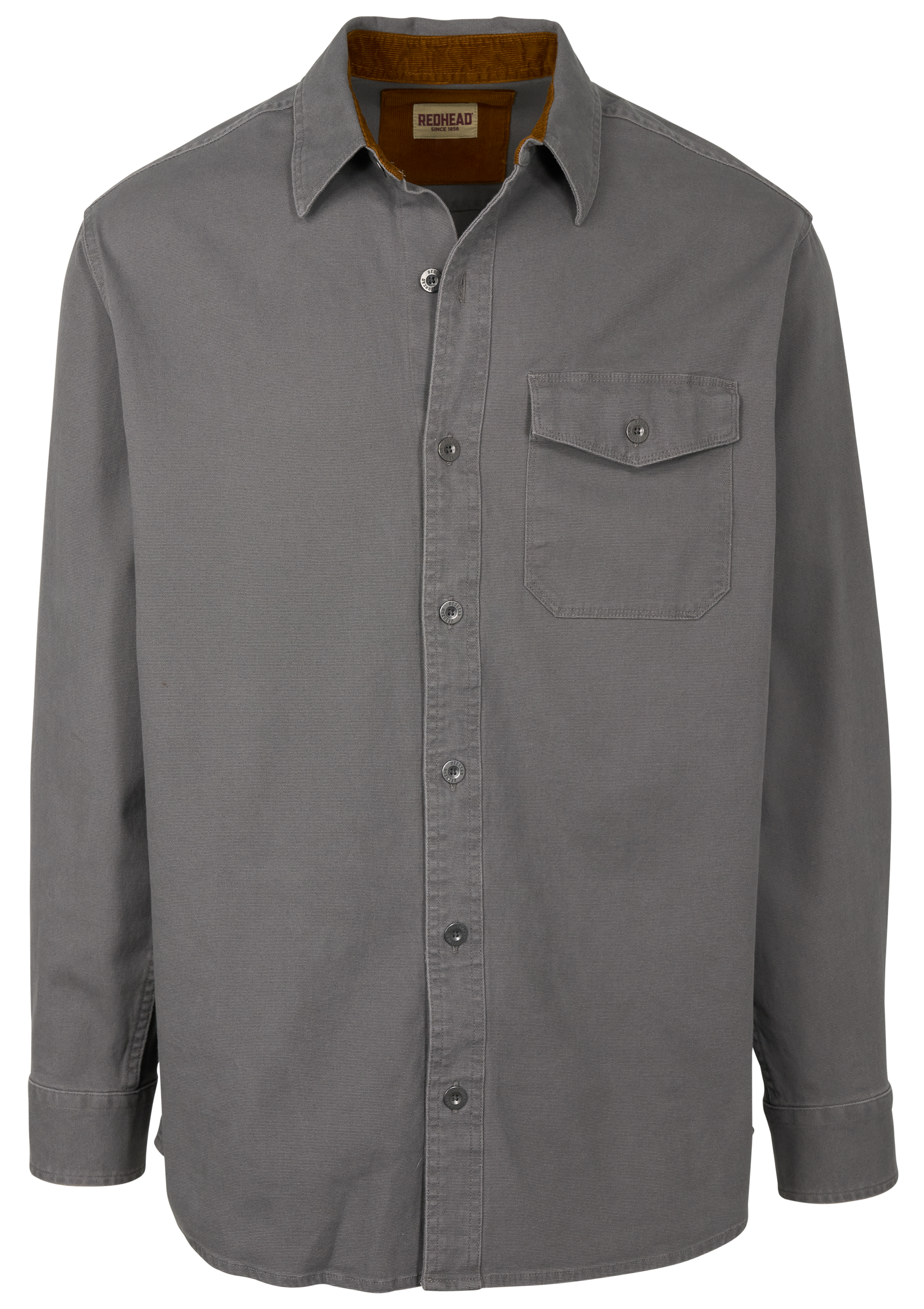 Image of RedHead Stonewash Canvas Long-Sleeve Button-Up Shirt - Granite Gray