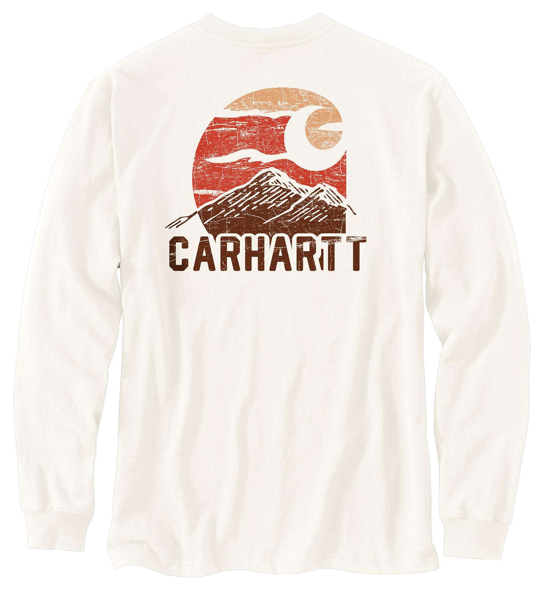 Image of Carhartt Relaxed-Fit Heavyweight Mountain Graphic Long-Sleeve Pocket T-Shirt for Men - Malt - 2XL