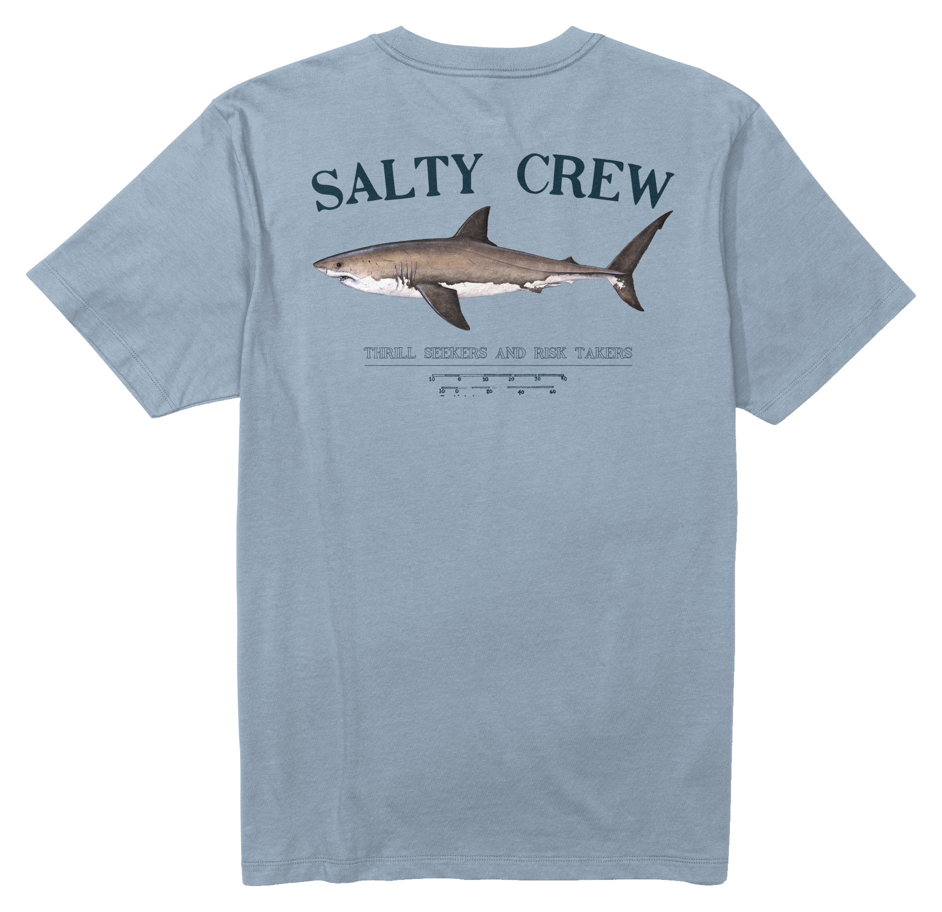 Image of Salty Crew Premium Bruce Shark Graphic Short-Sleeve T-Shirt for Men - Blue Fog