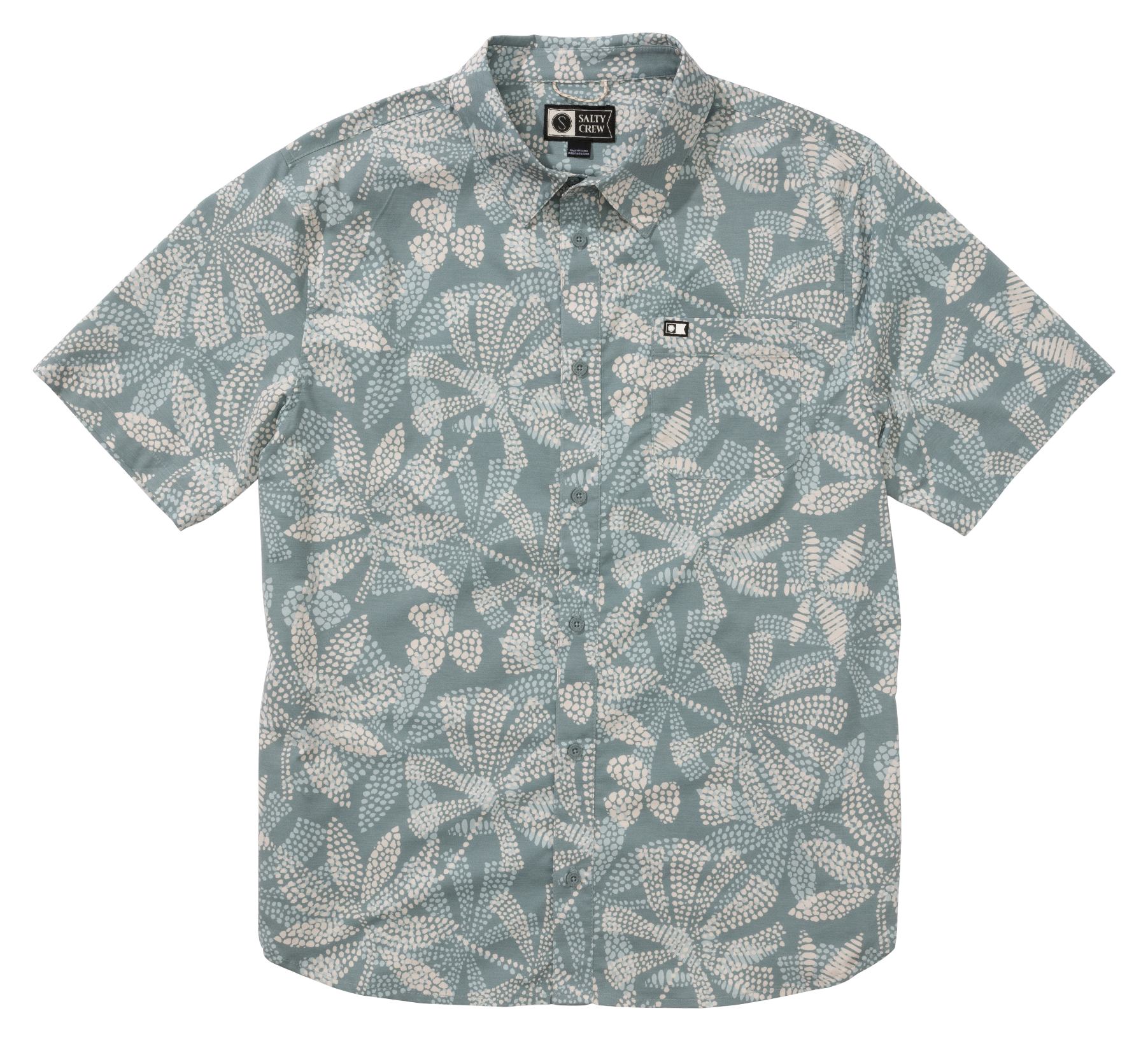 Image of Salty Crew Drifter UV Short-Sleeve Button-Up Shirt for Men - Atlantic Green