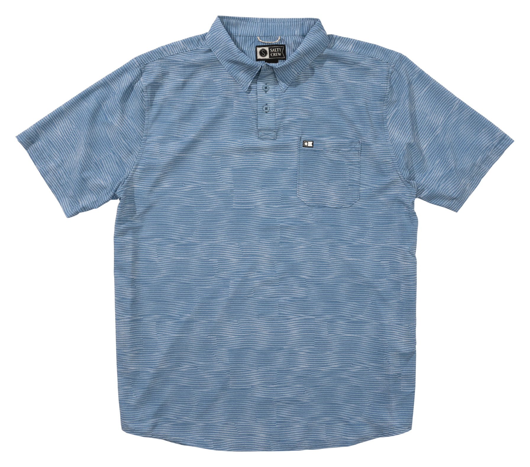 Image of Salty Crew Breezer Perforated Short-Sleeve Polo for Men - Pilot Blue