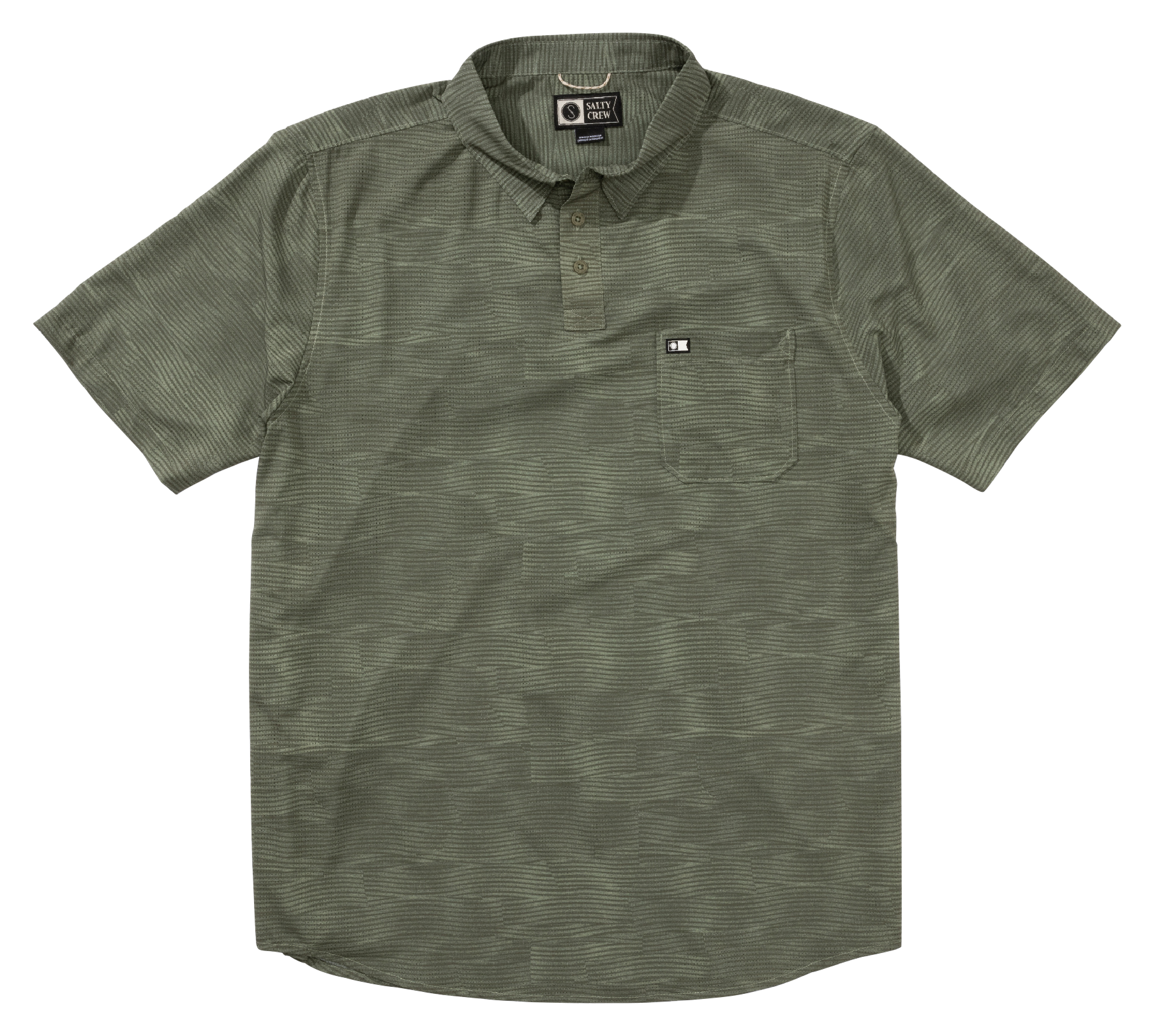 SALTY CREW Breezer Perforated Short-Sleeve Polo for Men- Oil Green