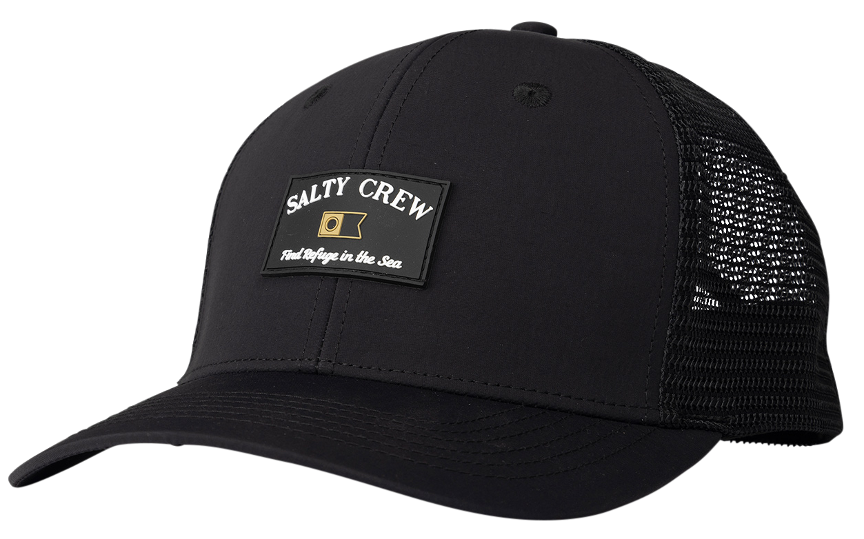 Image of Salty Crew Steadfast Retro Trucker Snapback Cap - Black