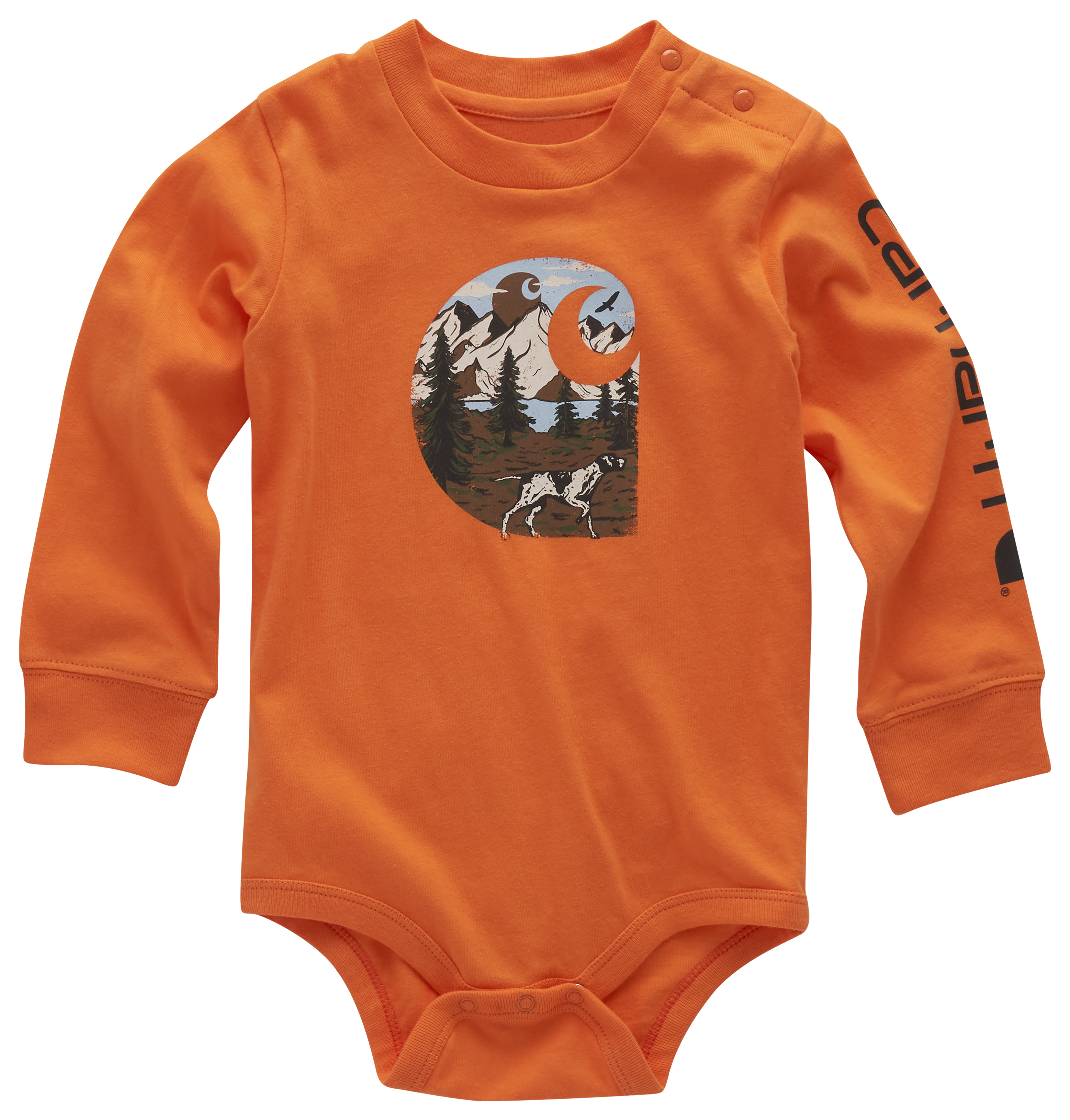 Carhartt Dog C Logo Long-Sleeve Bodysuit for Babies - Orange Peel - 6 Months