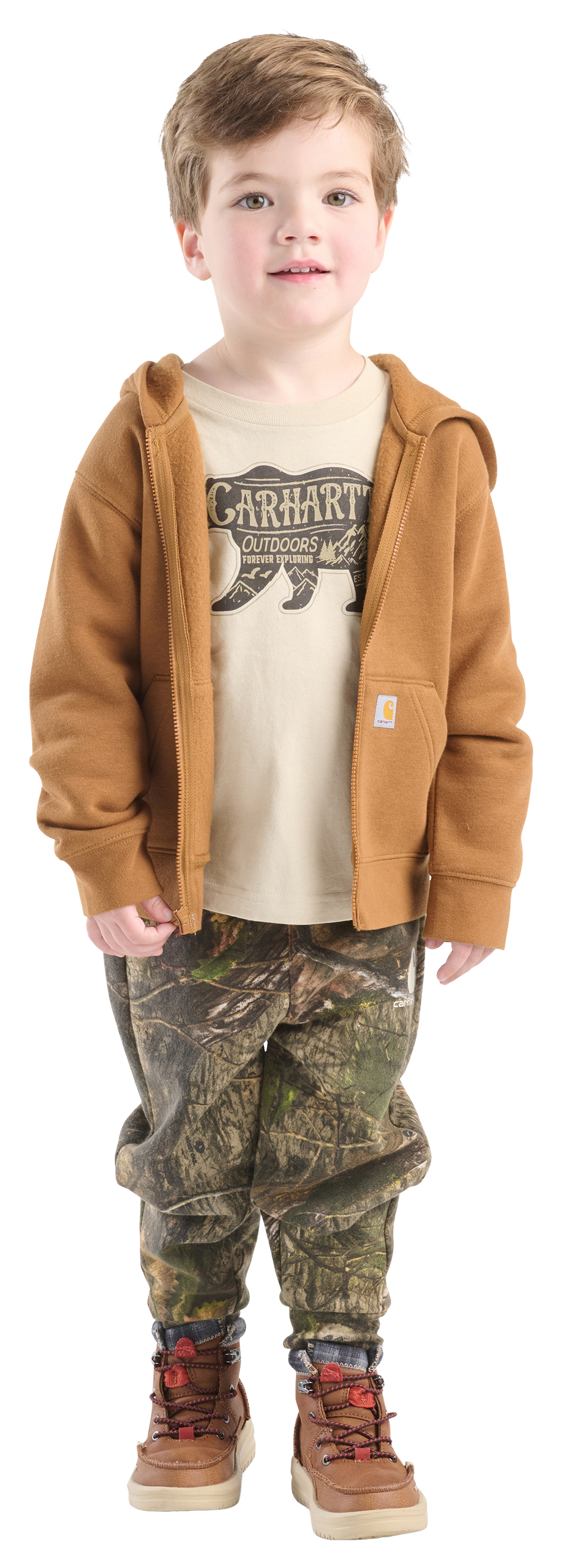 Image of Carhartt Hooded Jacket, Long-Sleeve T-Shirt, and Camo Pants 3-Piece Set for Toddlers - Mossy Oak Country DNA - 4T