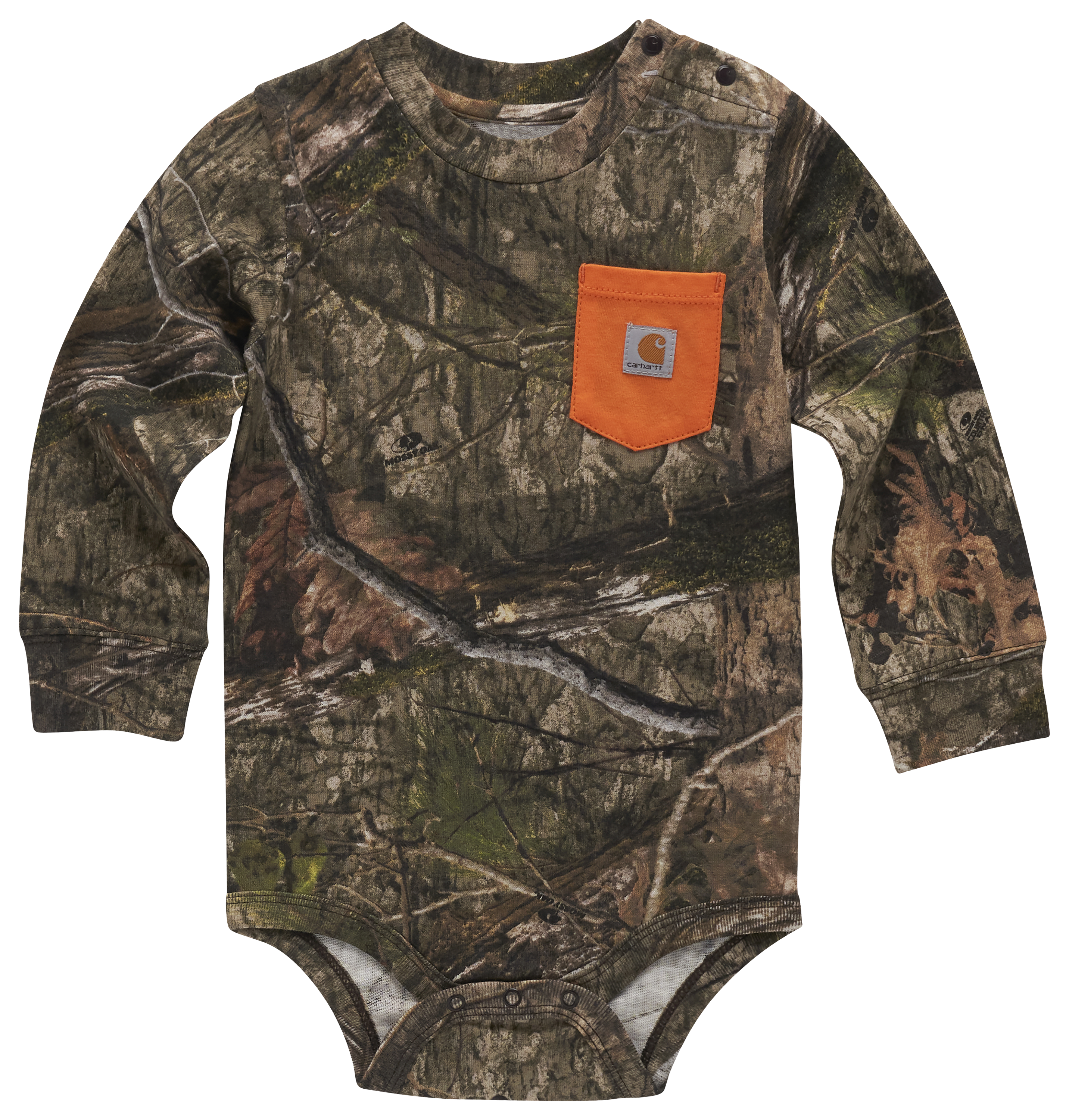 Image of Carhartt Camo Long-Sleeve Pocket Bodysuit for Babies - Mossy Oak Country DNA - 18 Months