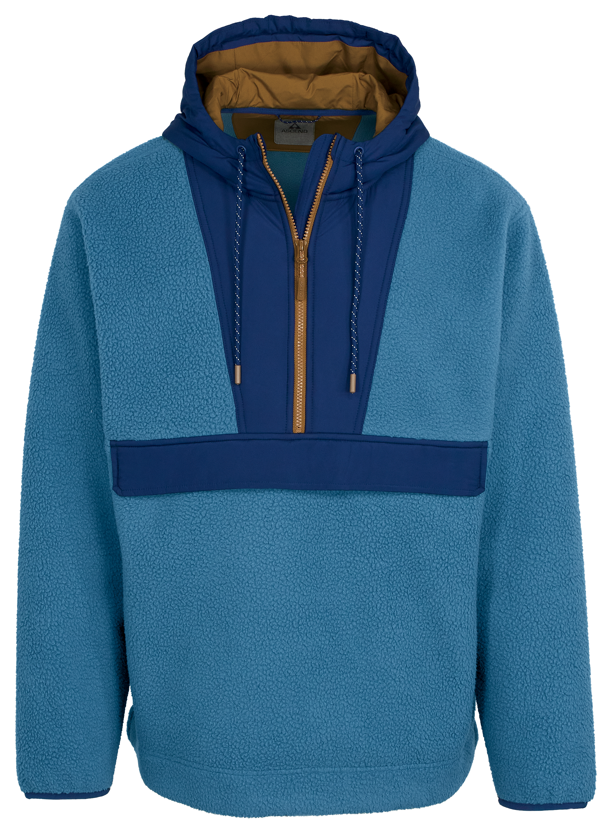 Image of Ascend Orizaba Berber Half-Zip Hooded Pullover - Copen Blue