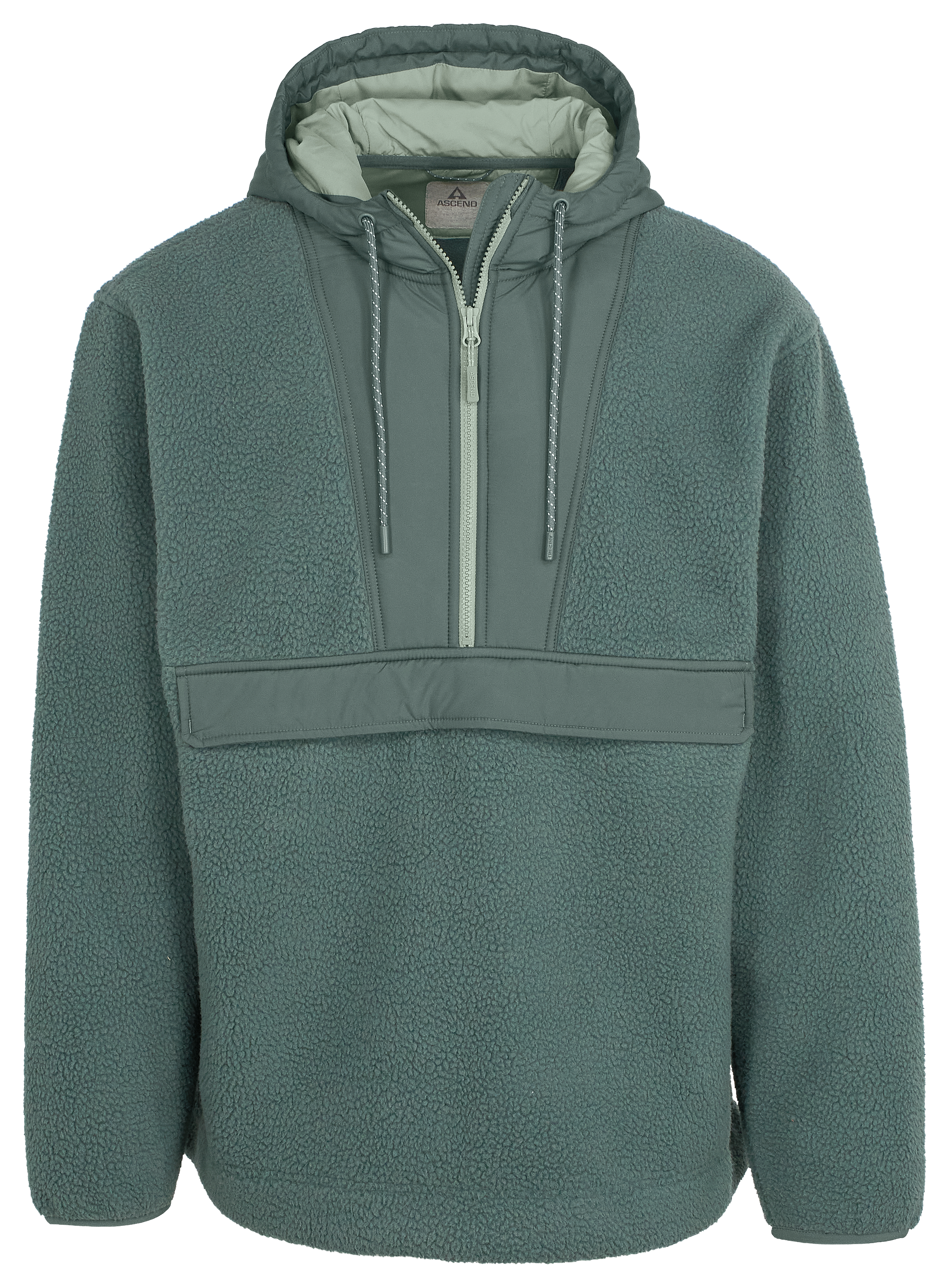 Image of Ascend Orizaba Berber Half-Zip Hooded Pullover - Balsam Green